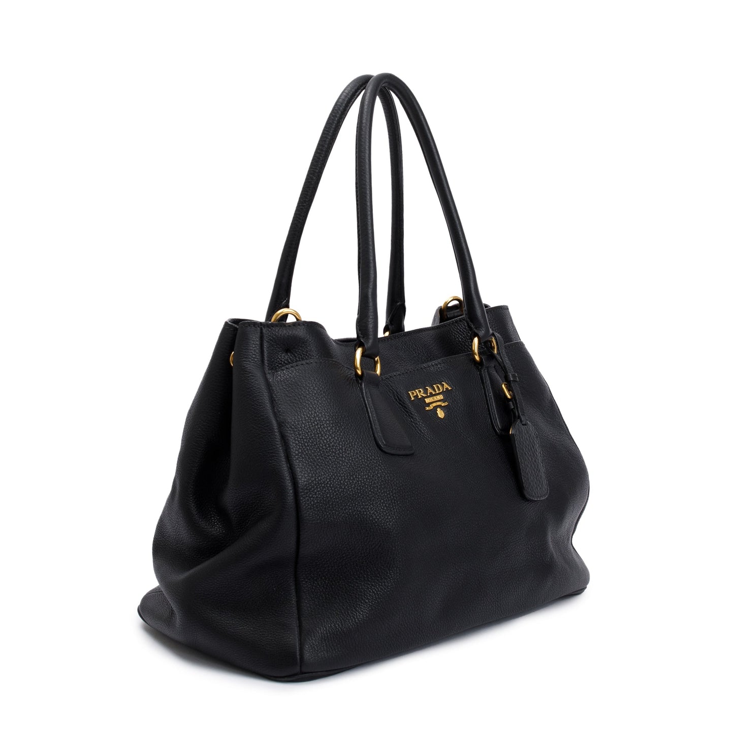 Prada Black Vitello Daino Convertible Tote