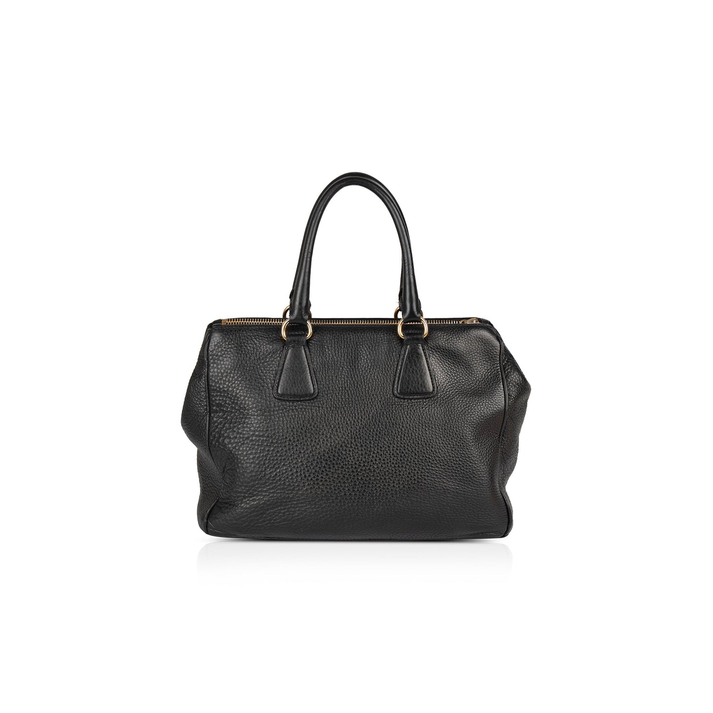 Prada Black Vitello Daino Double Zip Tote