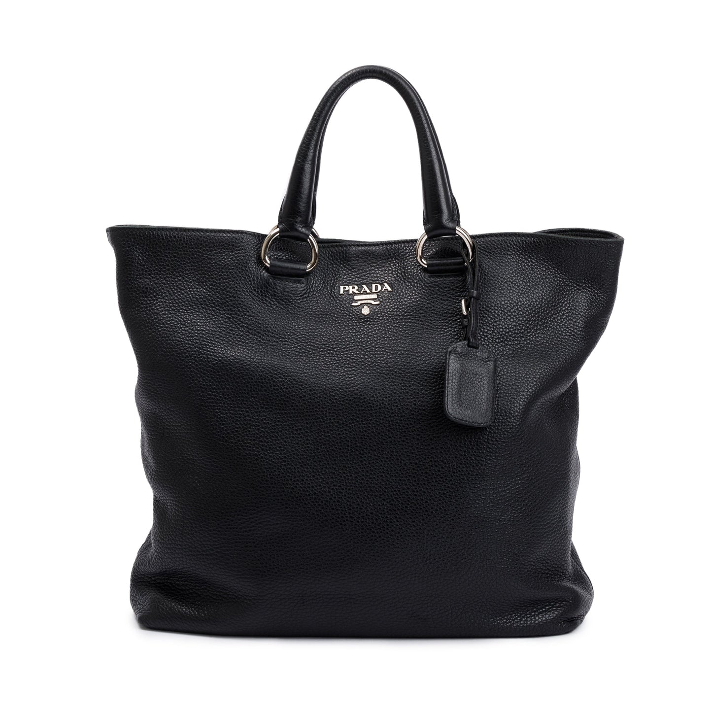 Prada Black Vitello Daino Leather Large Shopping Tote