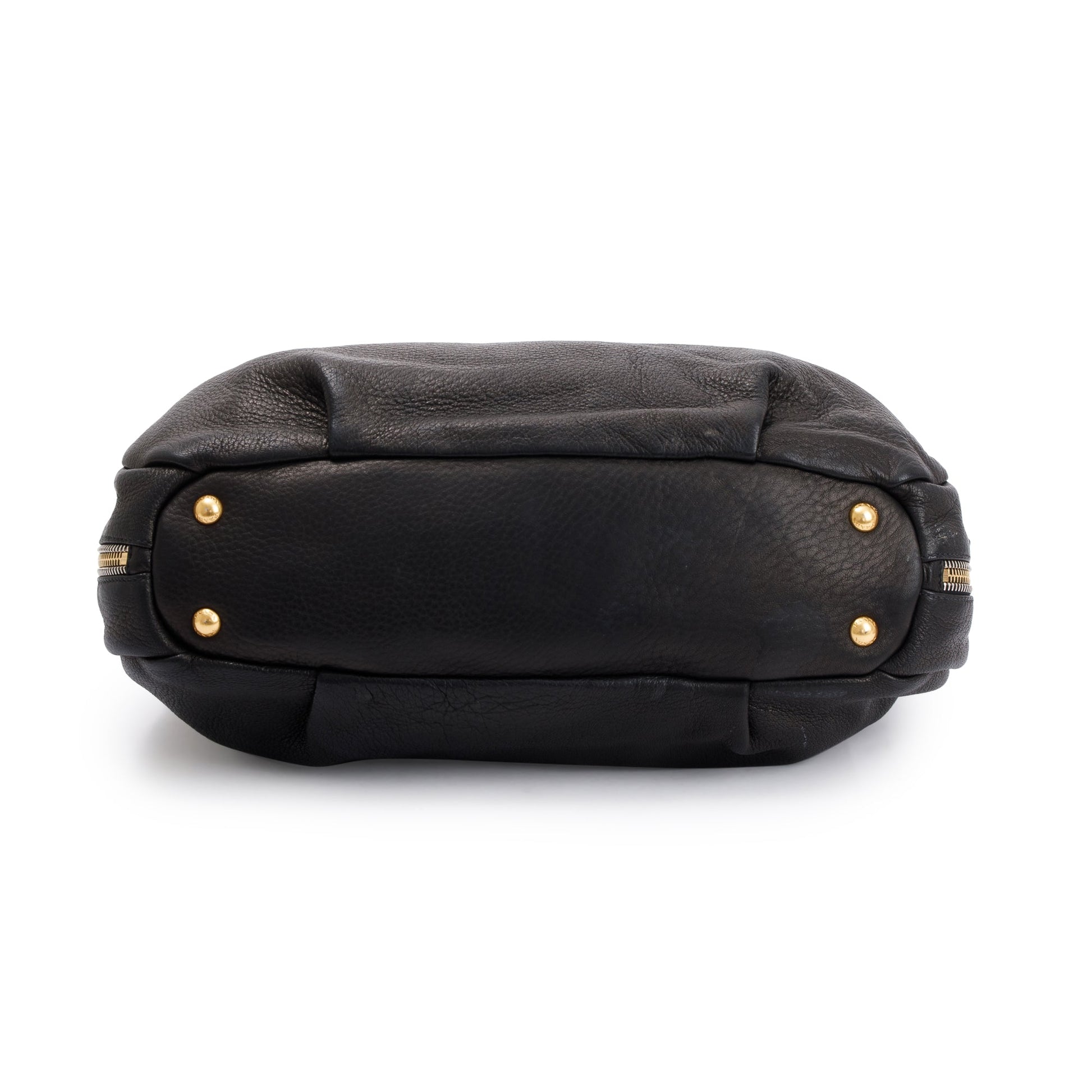 Prada Black Vitello Daino Leather Zip Around Hobo Bag
