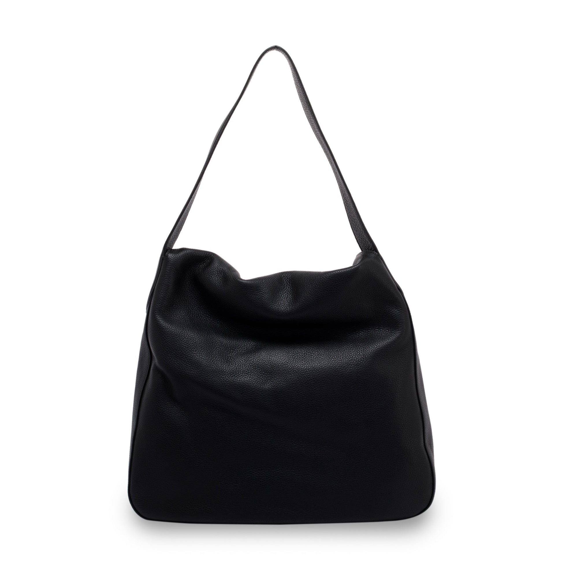 Prada Black Vitello Daino Medium Double Flap Hobo