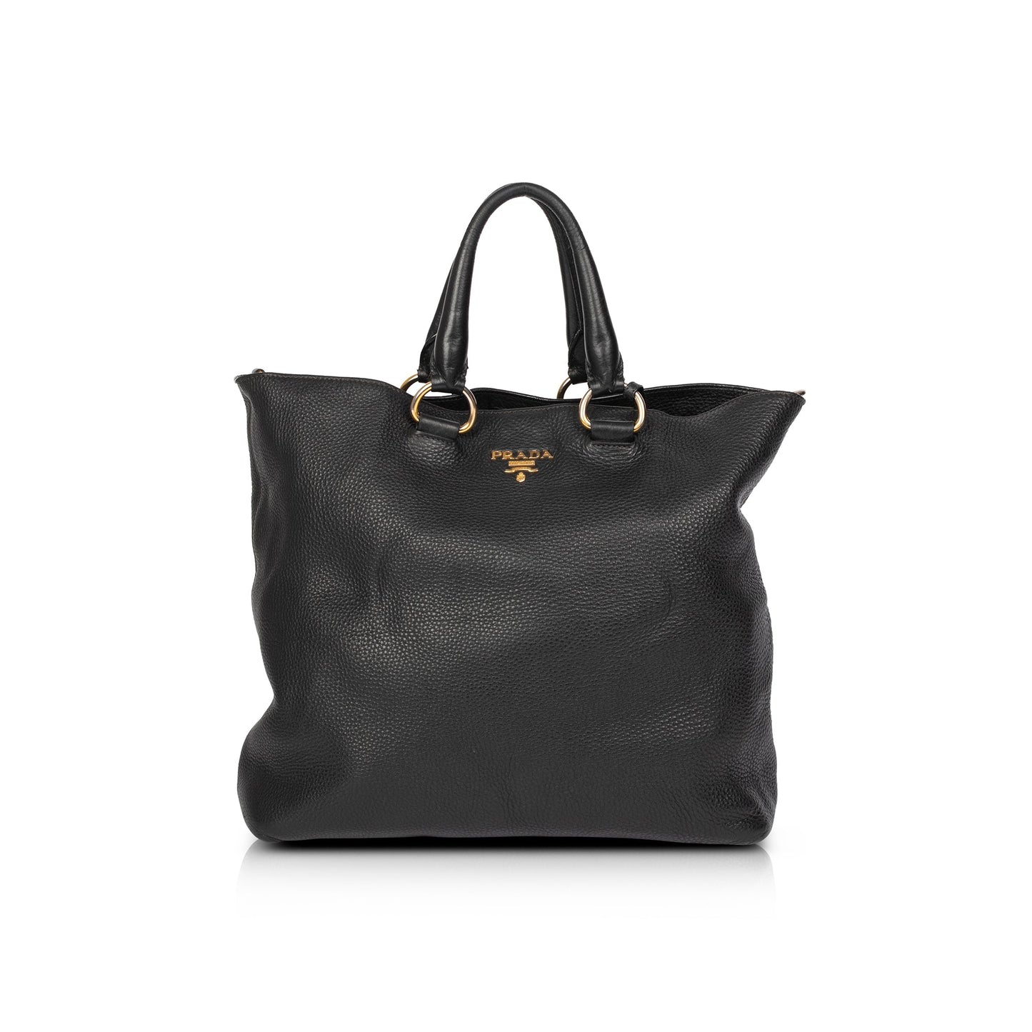Prada Black Vitello Daino Shopping Tote
