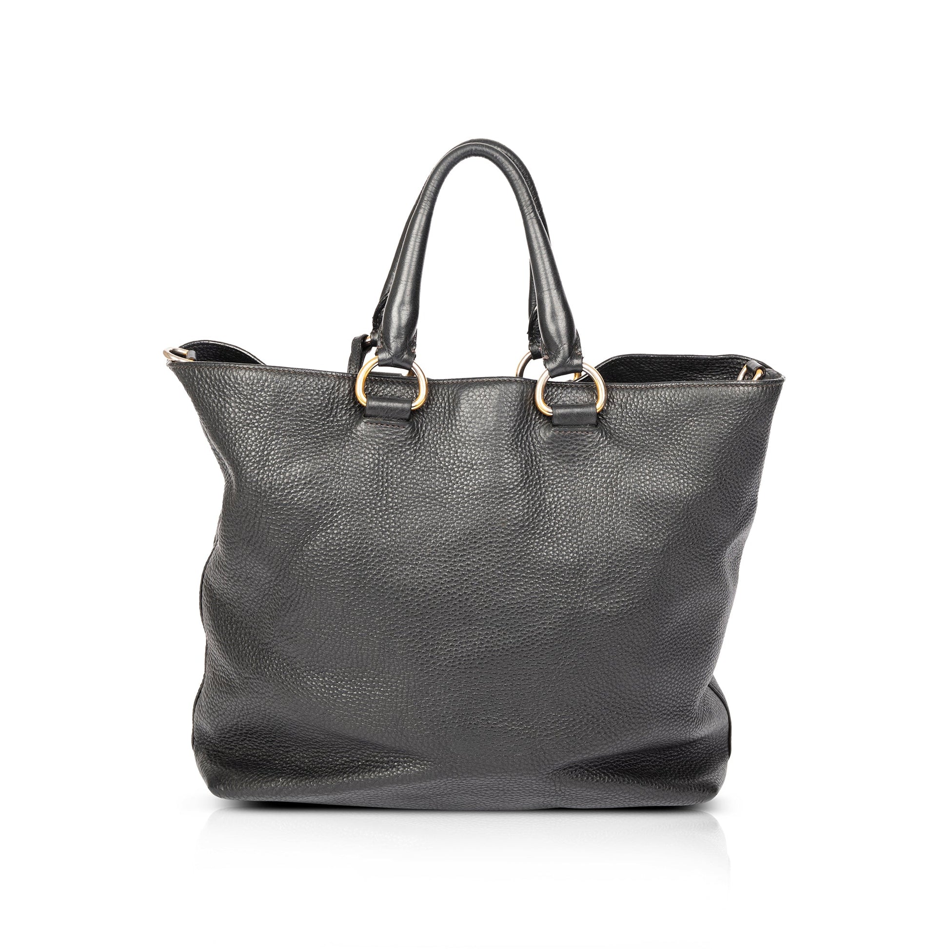 Prada Black Vitello Daino Shopping Tote