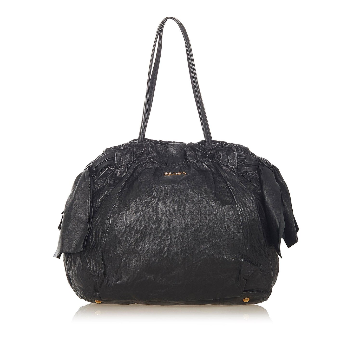 Prada Bow Lambskin Leather Tote Bag  