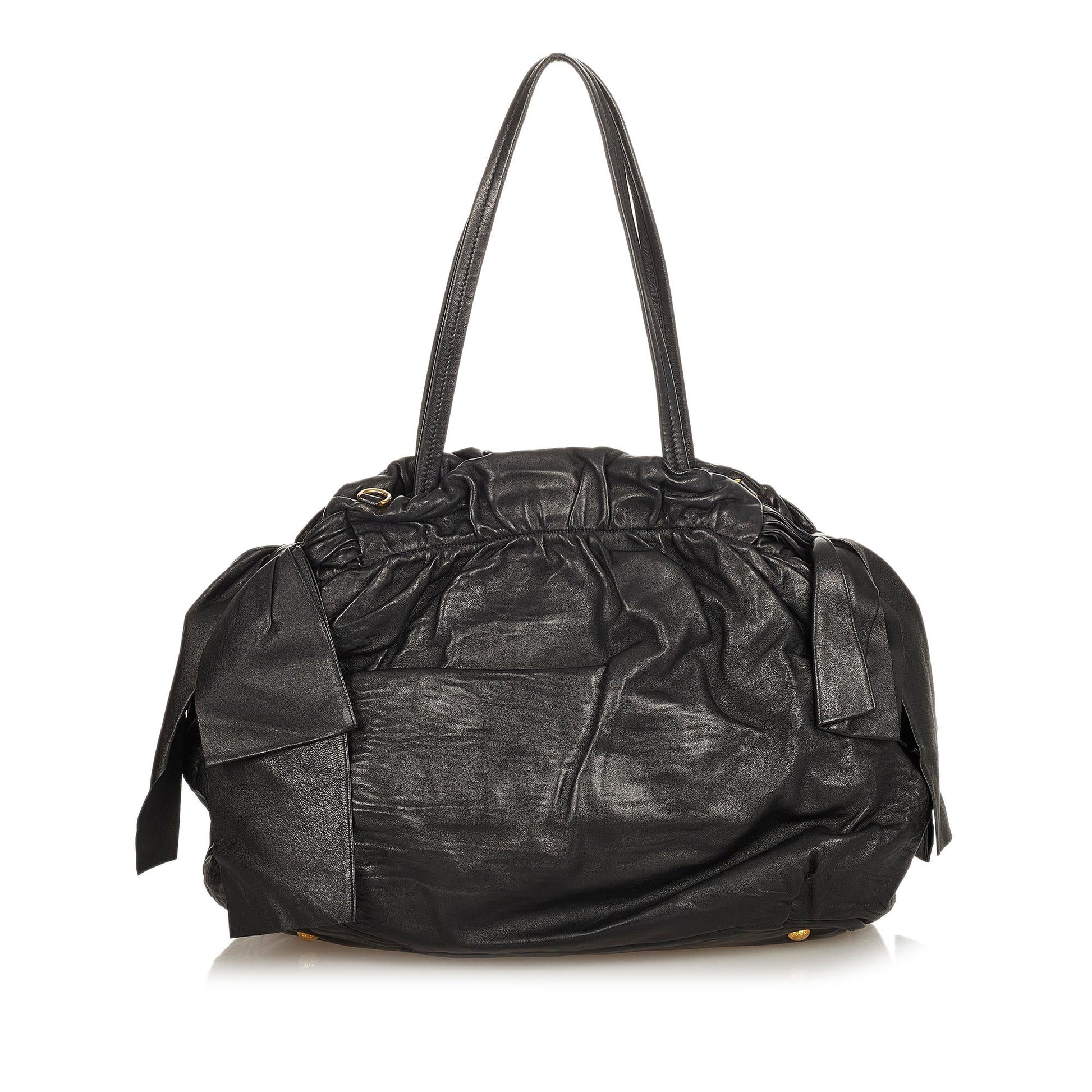 Prada Bow Leather Satchel (SHG-31911)