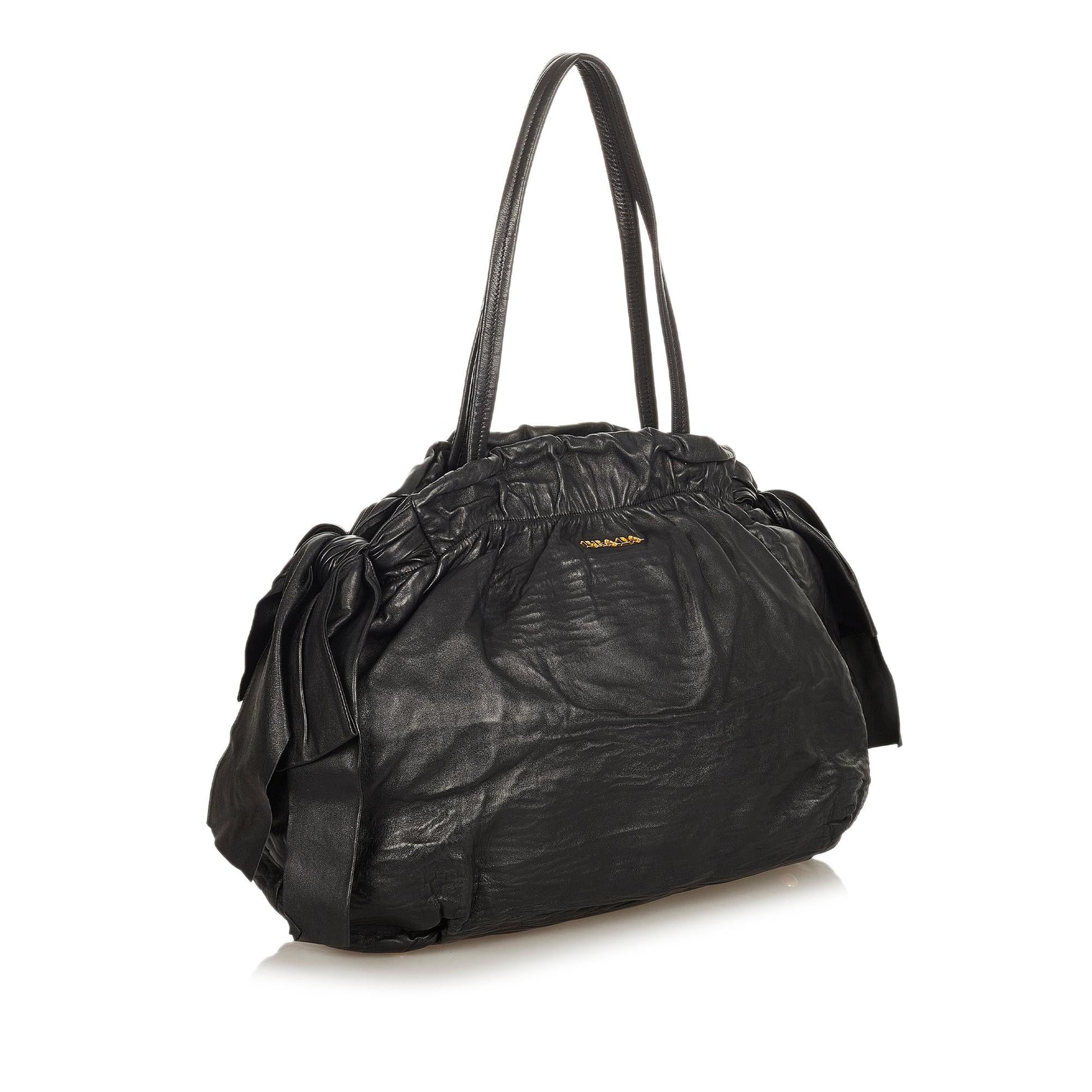 Prada Bow Leather Satchel (SHG-31911)