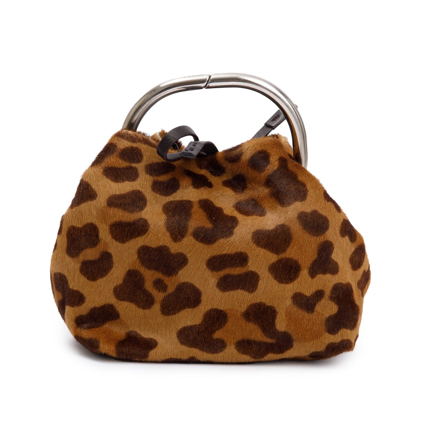 Prada Brown Cavallino Leopard Print Ring Handle Bag