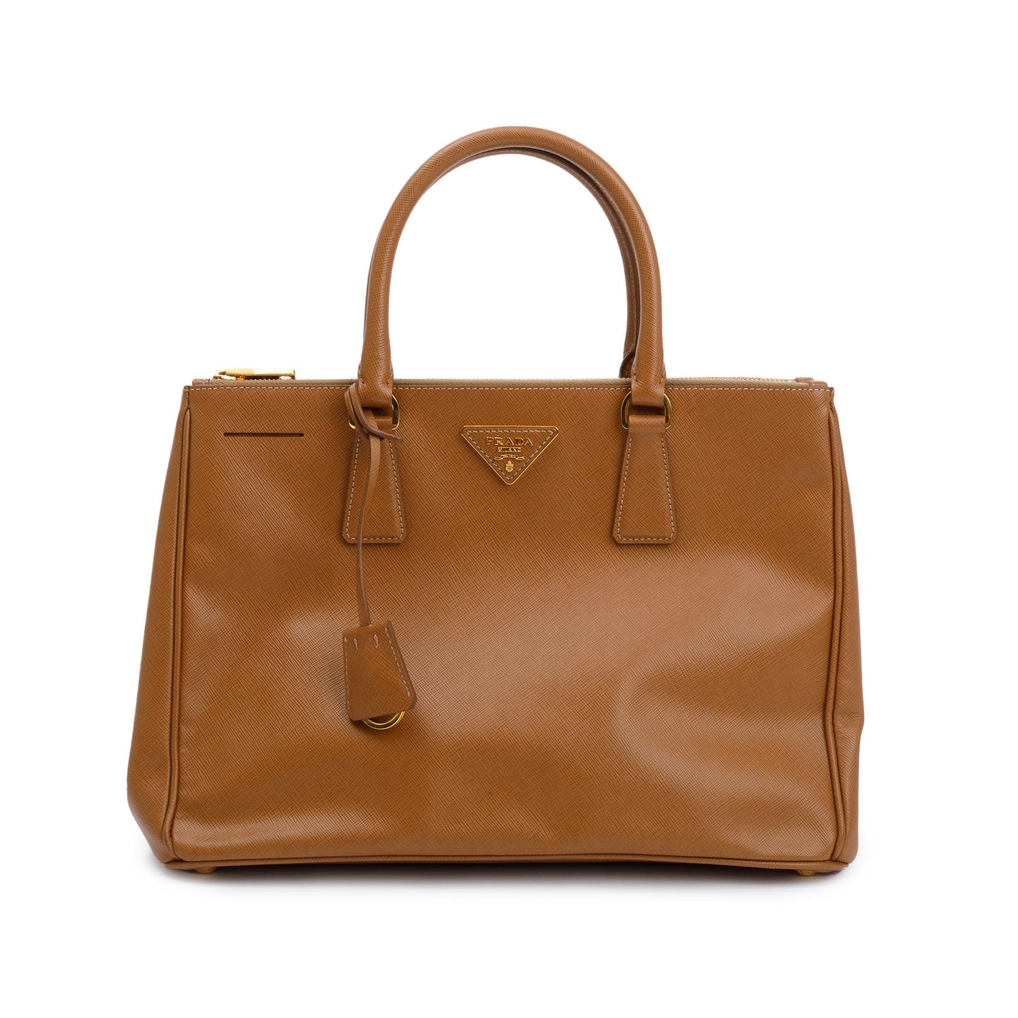 Prada Brown Saffiano Lux Medium Double Zip Galleria Tote