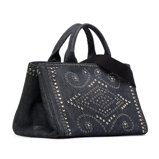 Prada Canapa Jeweled Satchel (SHG-VCMwnw)