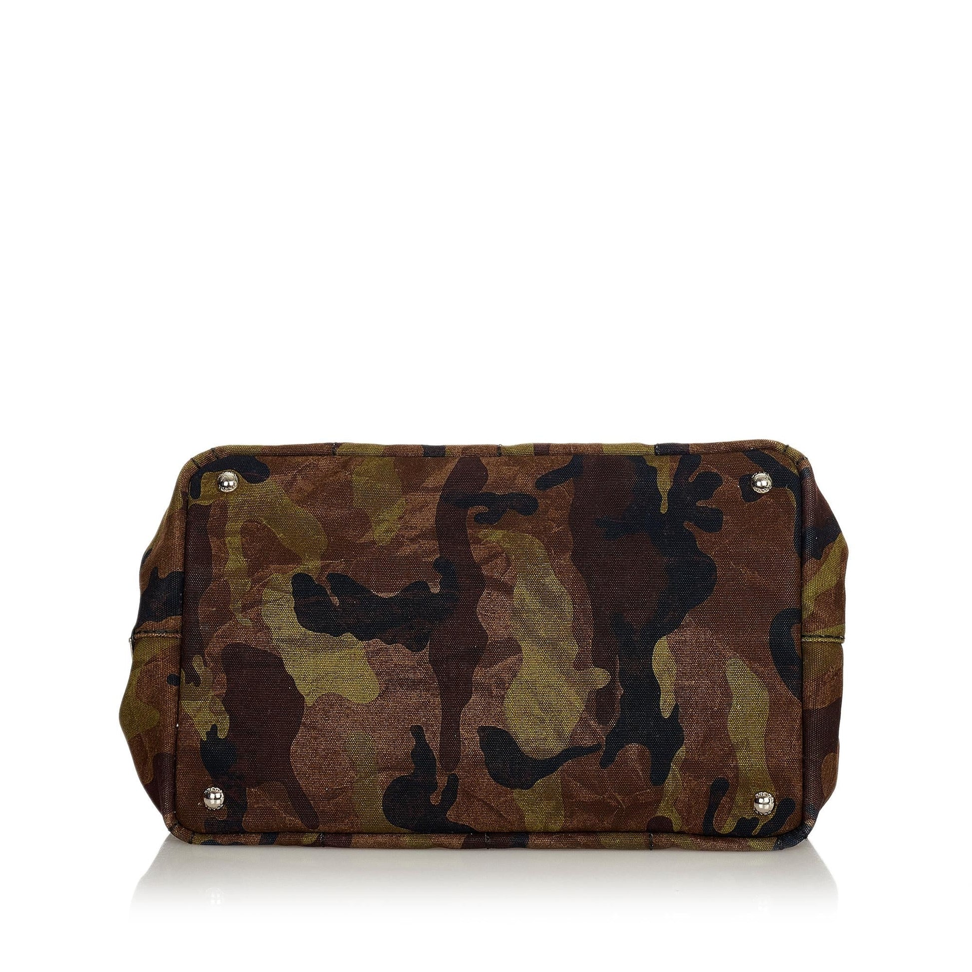 Prada Canapa Logo Camouflage Canvas Satchel (SHG-24696)