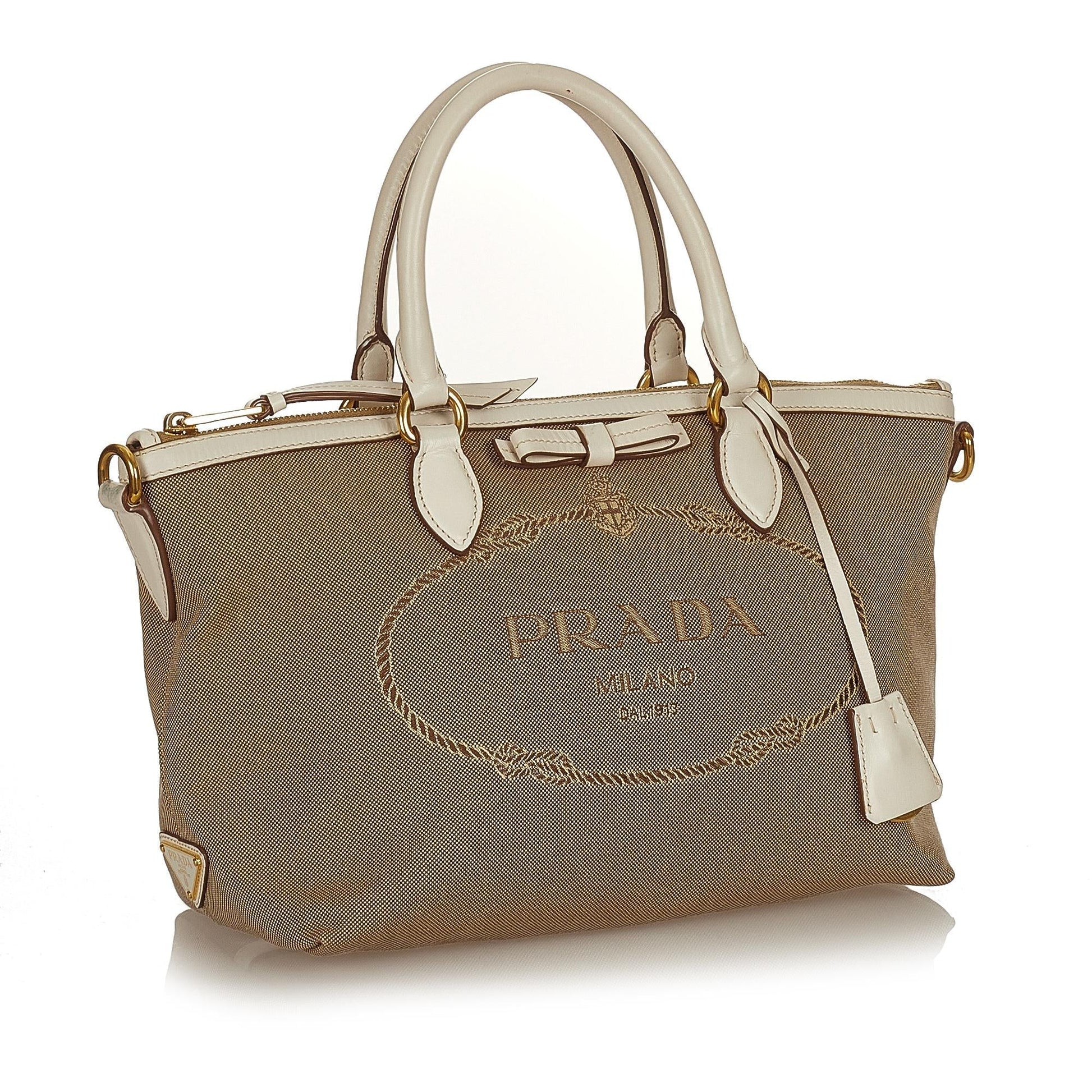 Prada Canapa Logo Canvas Satchel (SHG-27085)