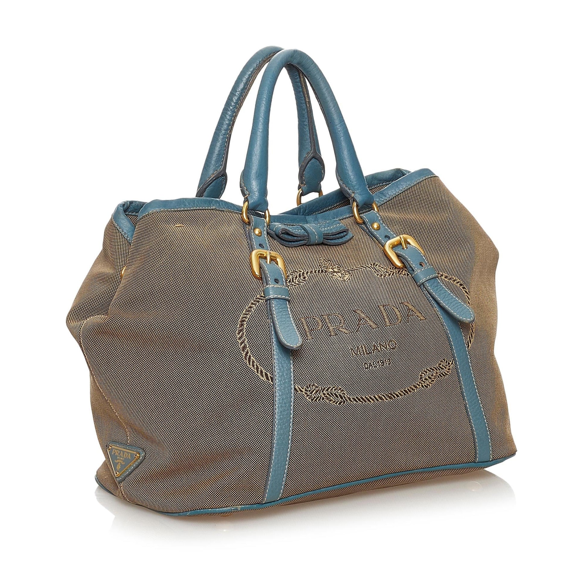 Prada Canapa Logo Canvas Satchel (SHG-30063)