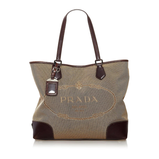 Prada Canapa Logo Canvas Satchel (SHG-32878)