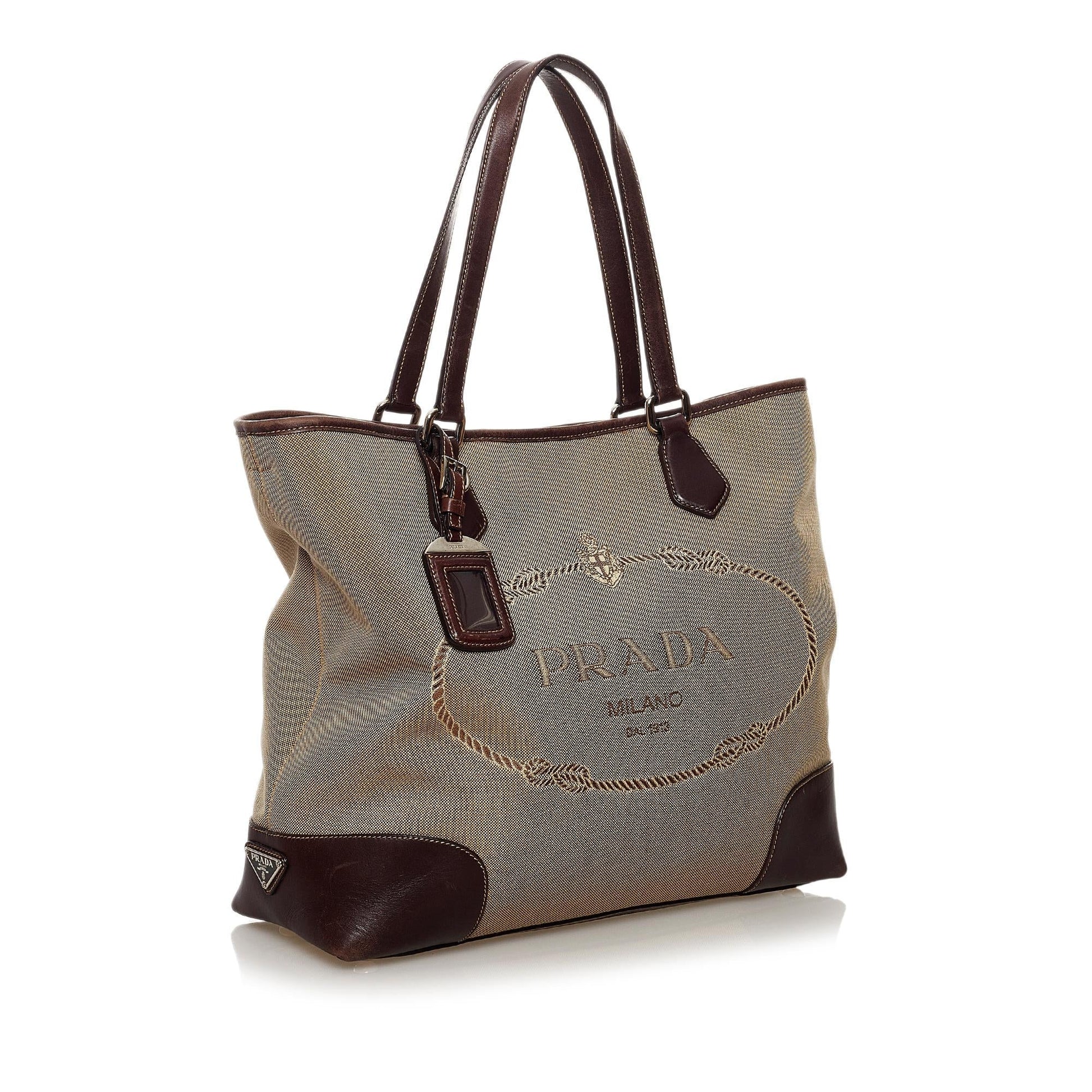 Prada Canapa Logo Canvas Satchel (SHG-32878)
