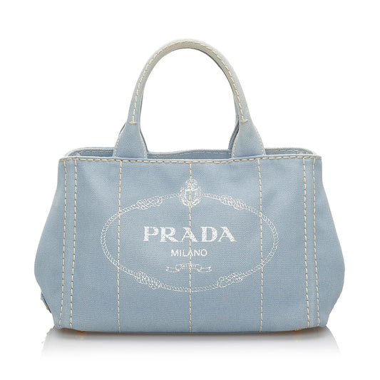 Prada Canapa Logo Canvas Satchel (SHG-34012)