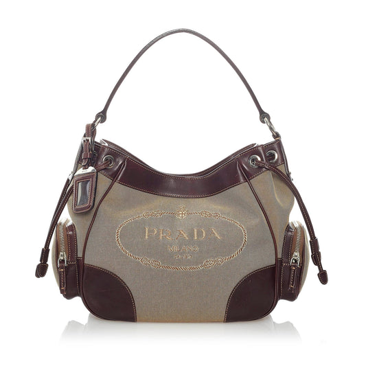 Prada Canapa Logo Canvas Shoulder Bag (SHG-32830)