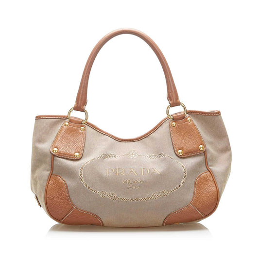 Prada Canapa Logo Canvas Tote Bag  