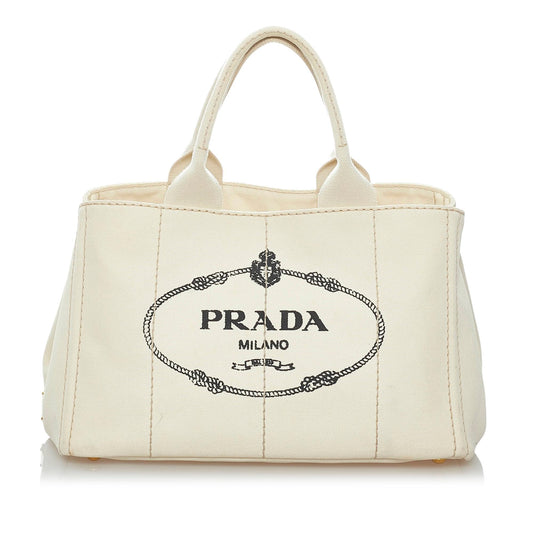 Prada Canapa Logo Canvas Tote Bag (SHG-29655)
