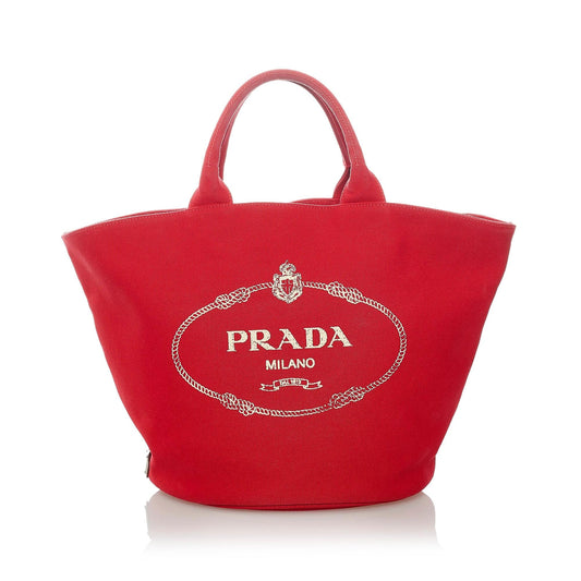Prada Canapa Logo Canvas Tote Bag (SHG-32065)
