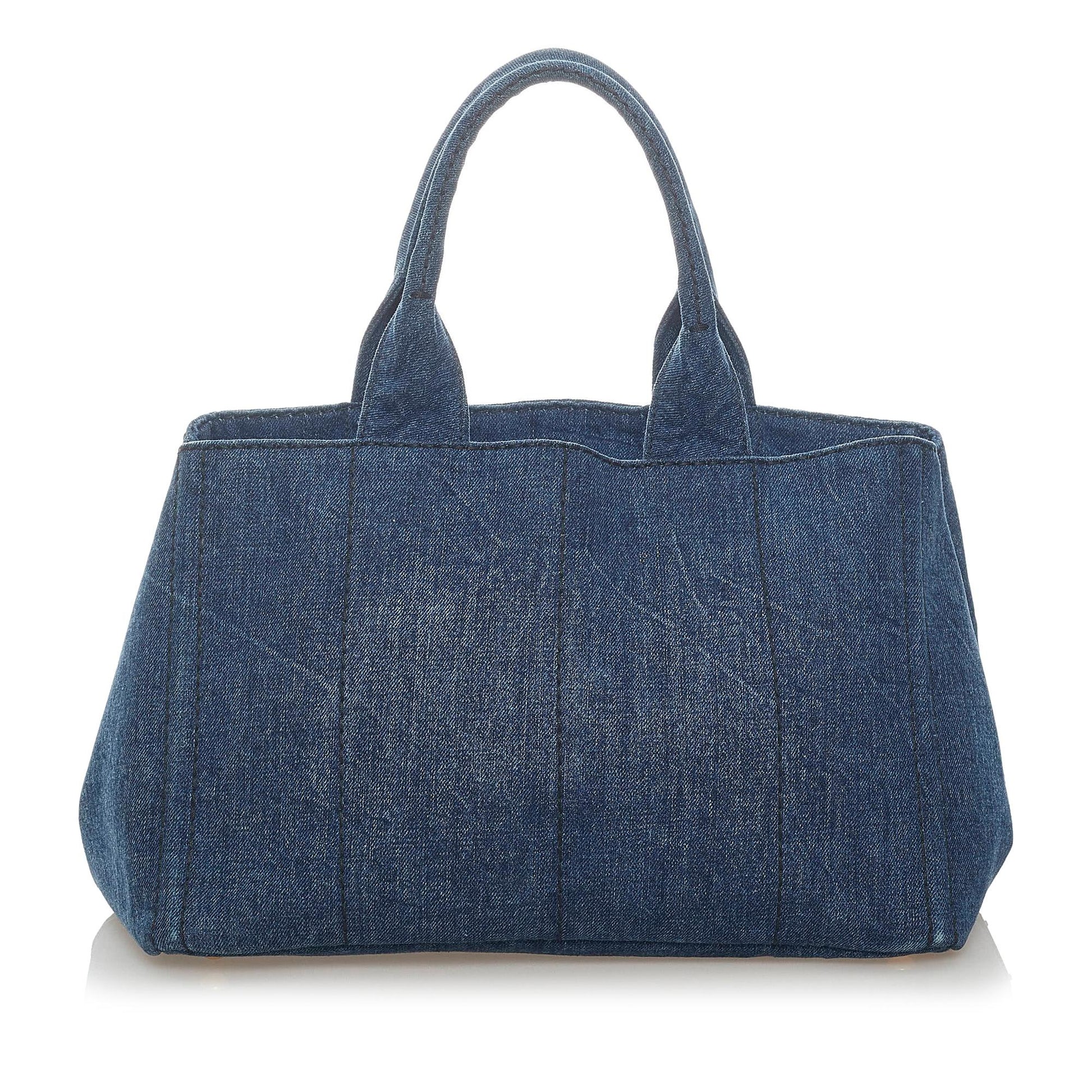Prada Canapa Logo Denim Handbag (SHG-33176)