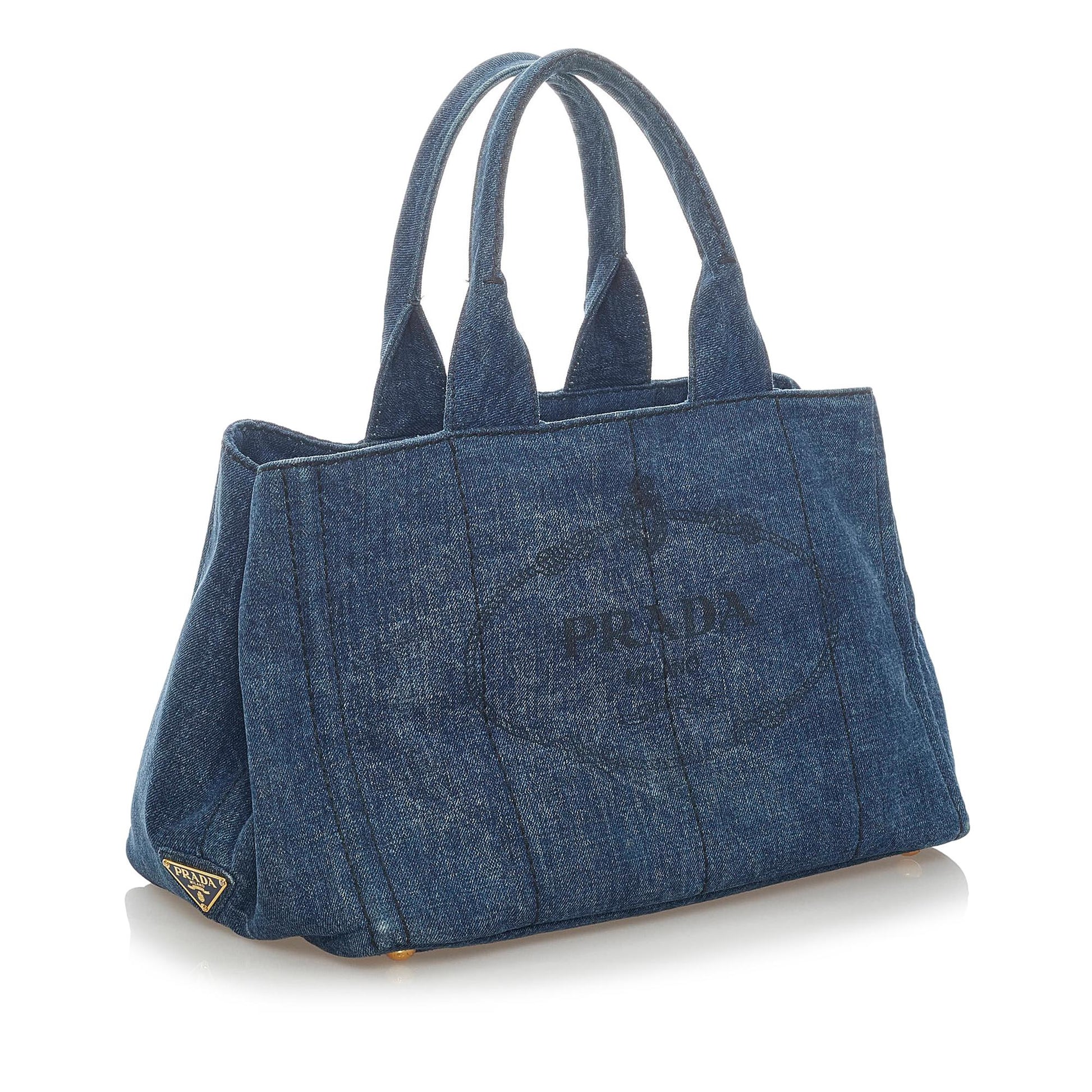 Prada Canapa Logo Denim Handbag (SHG-33176)