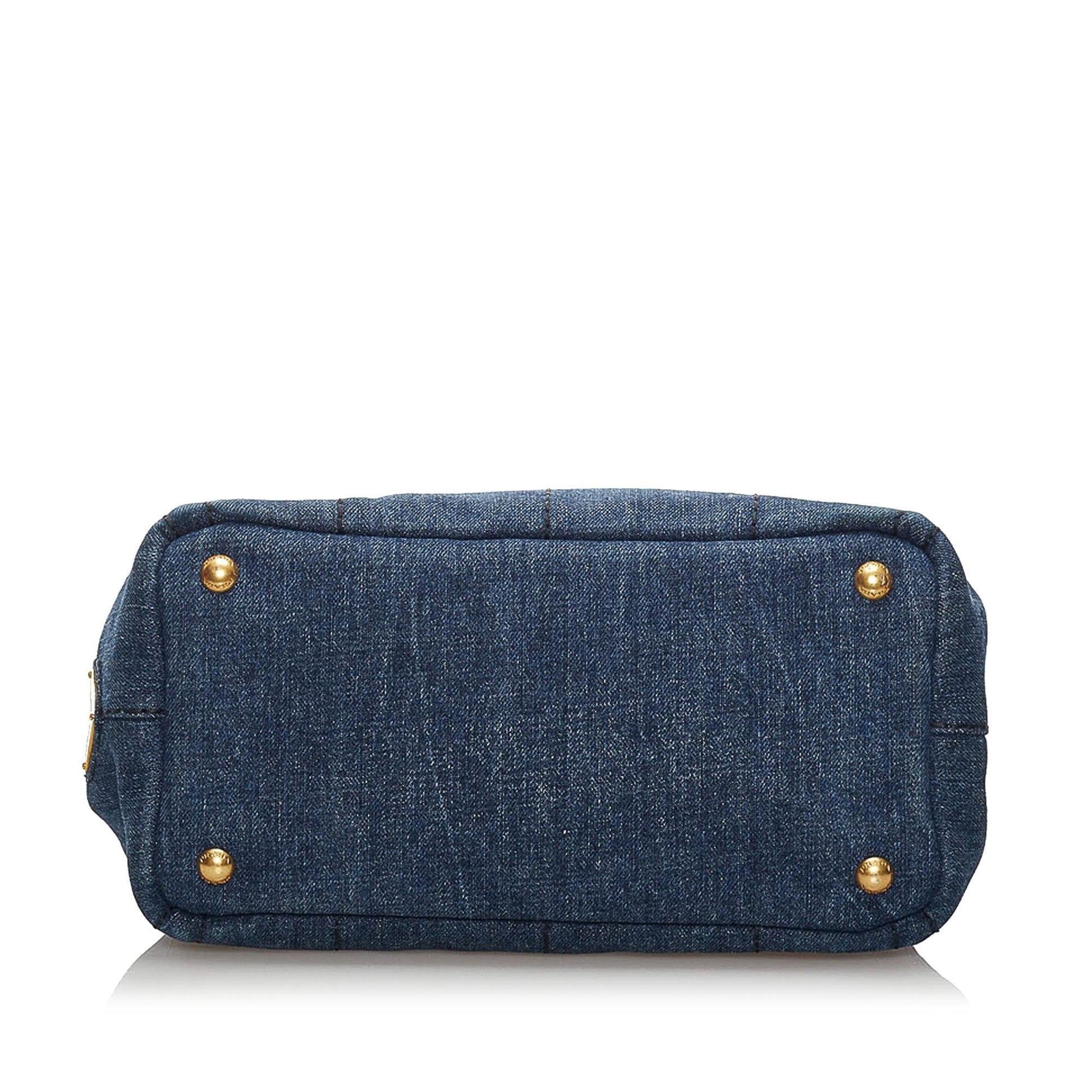 Prada Canapa Logo Denim Handbag (SHG-33957)