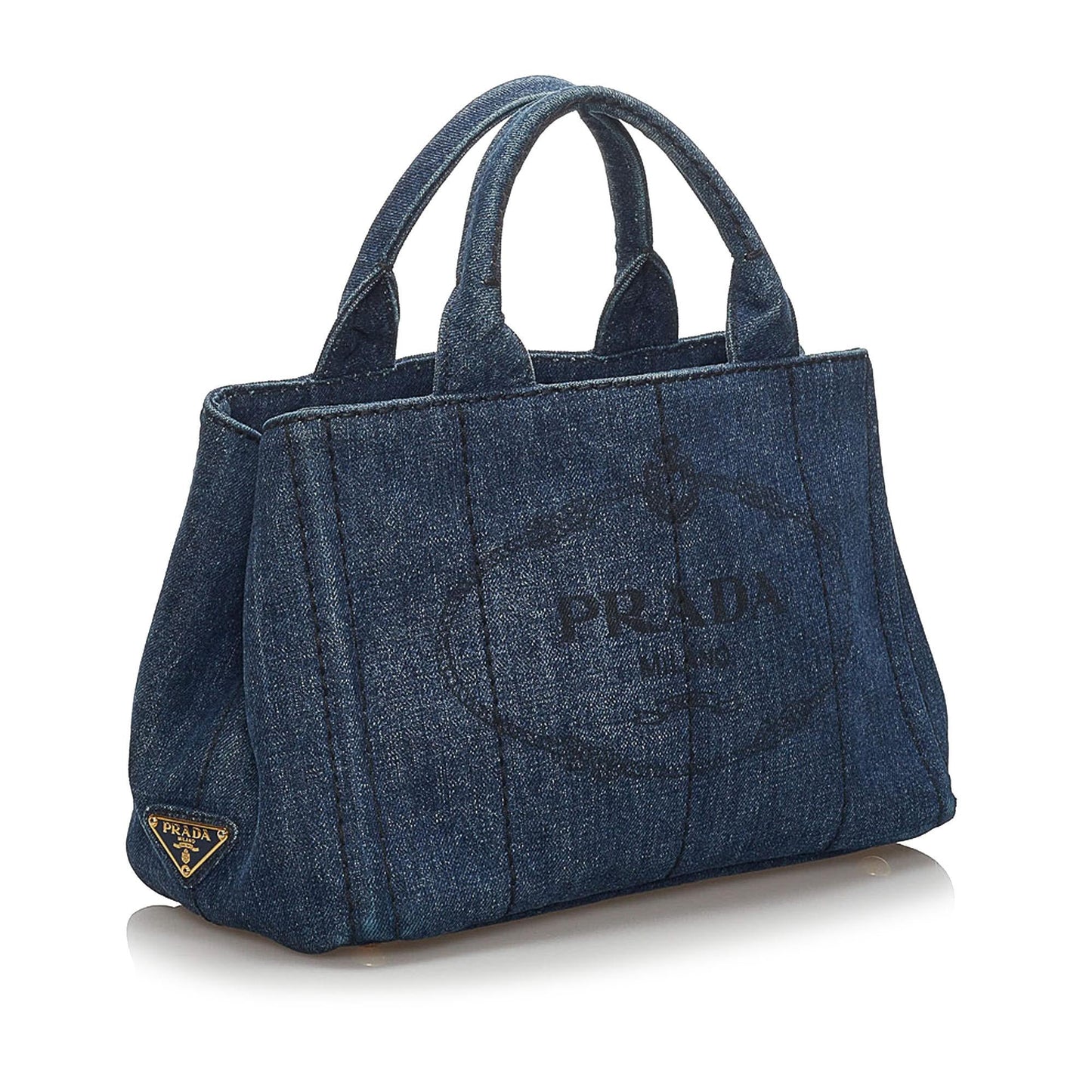 Prada Canapa Logo Denim Handbag (SHG-33957)