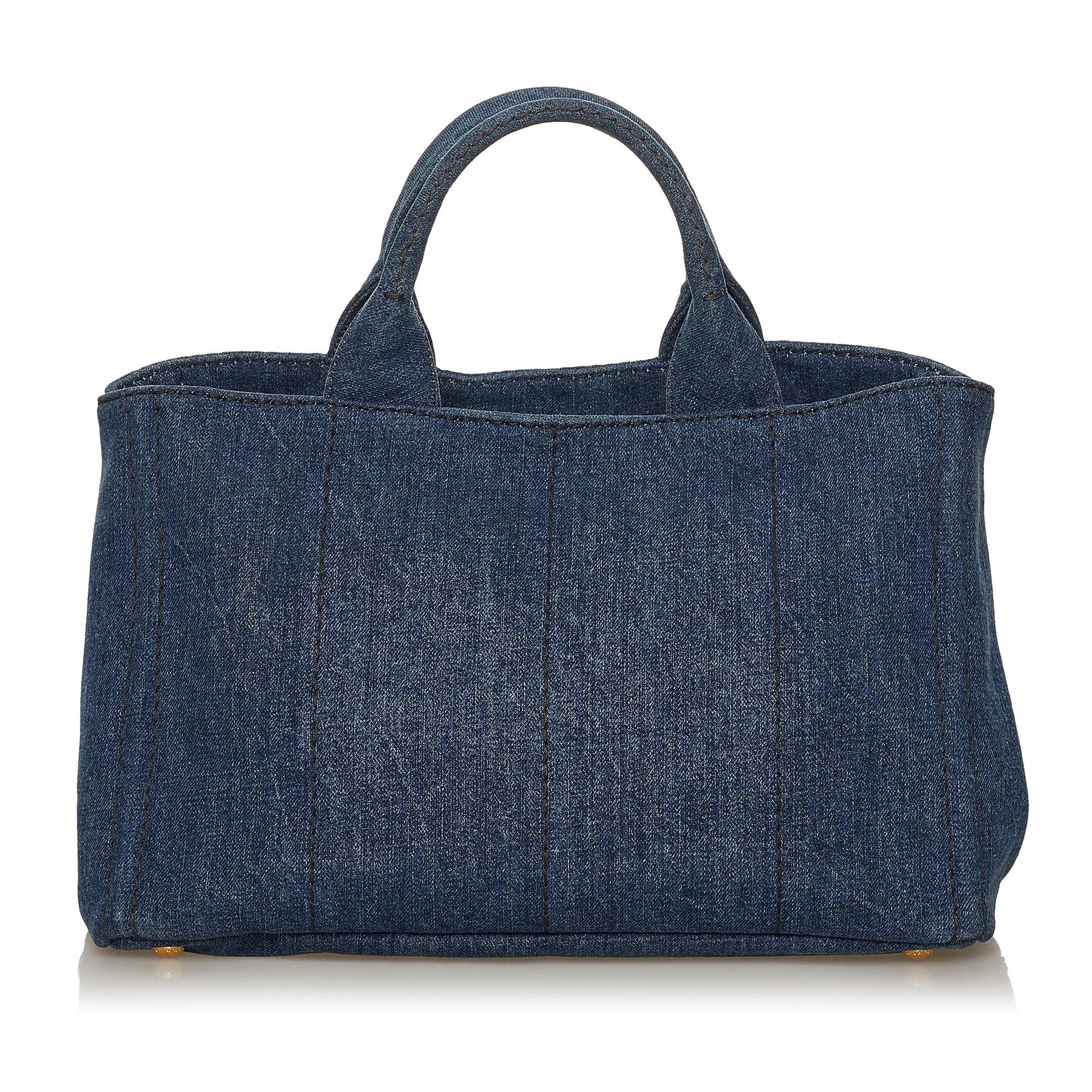 Prada Canapa Logo Denim Satchel (SHG-28405)