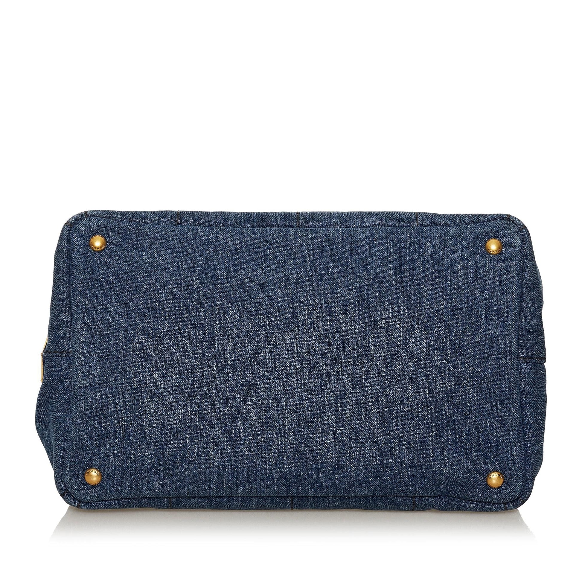 Prada Canapa Logo Denim Satchel (SHG-28405)