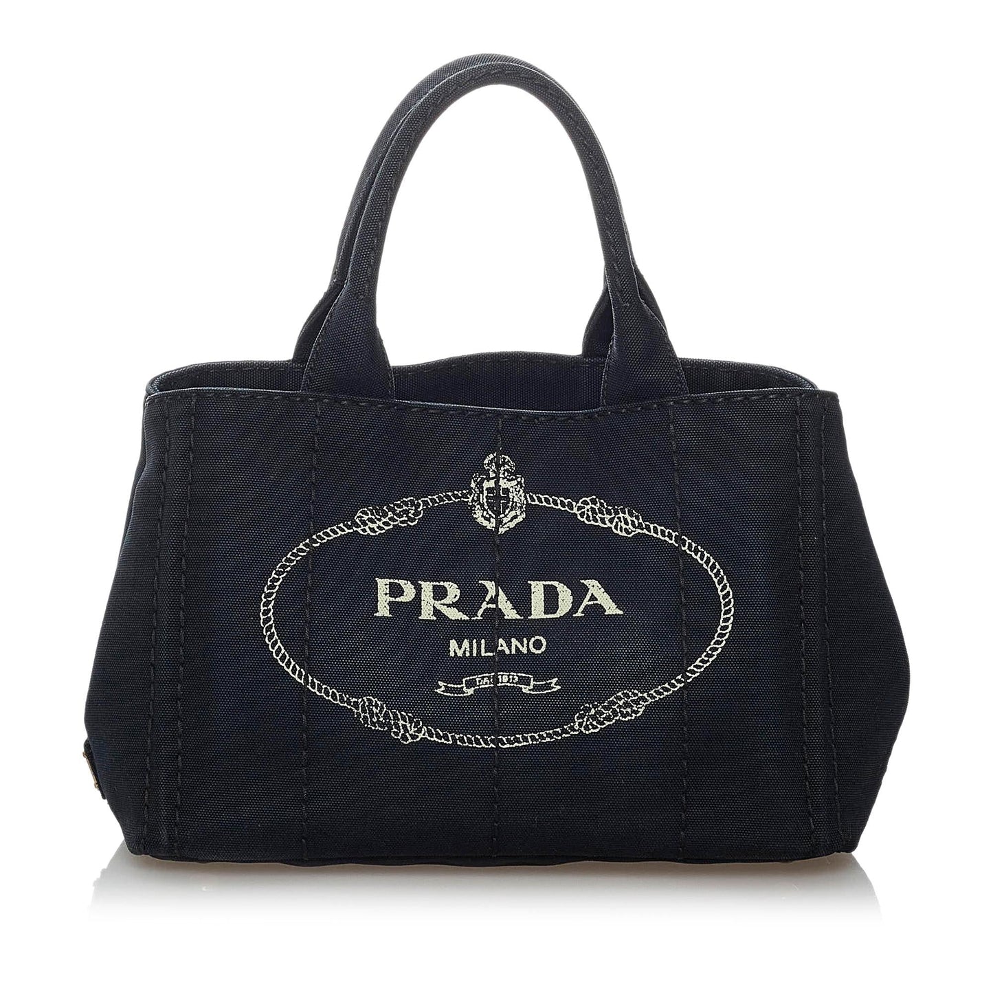 Prada Canapa Logo Denim Satchel (SHG-29950)