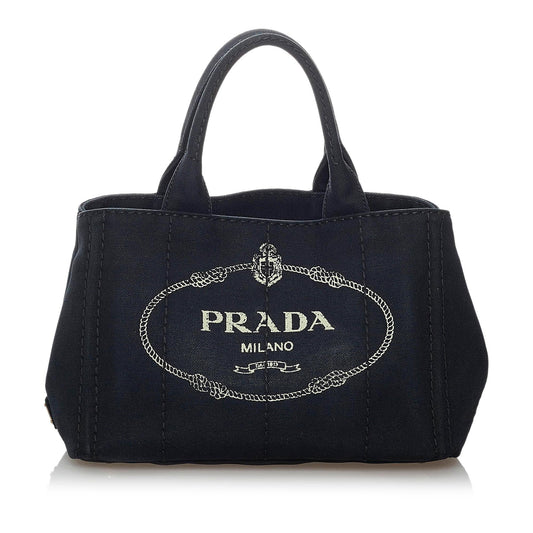 Prada Canapa Logo Denim Satchel (SHG-29950)