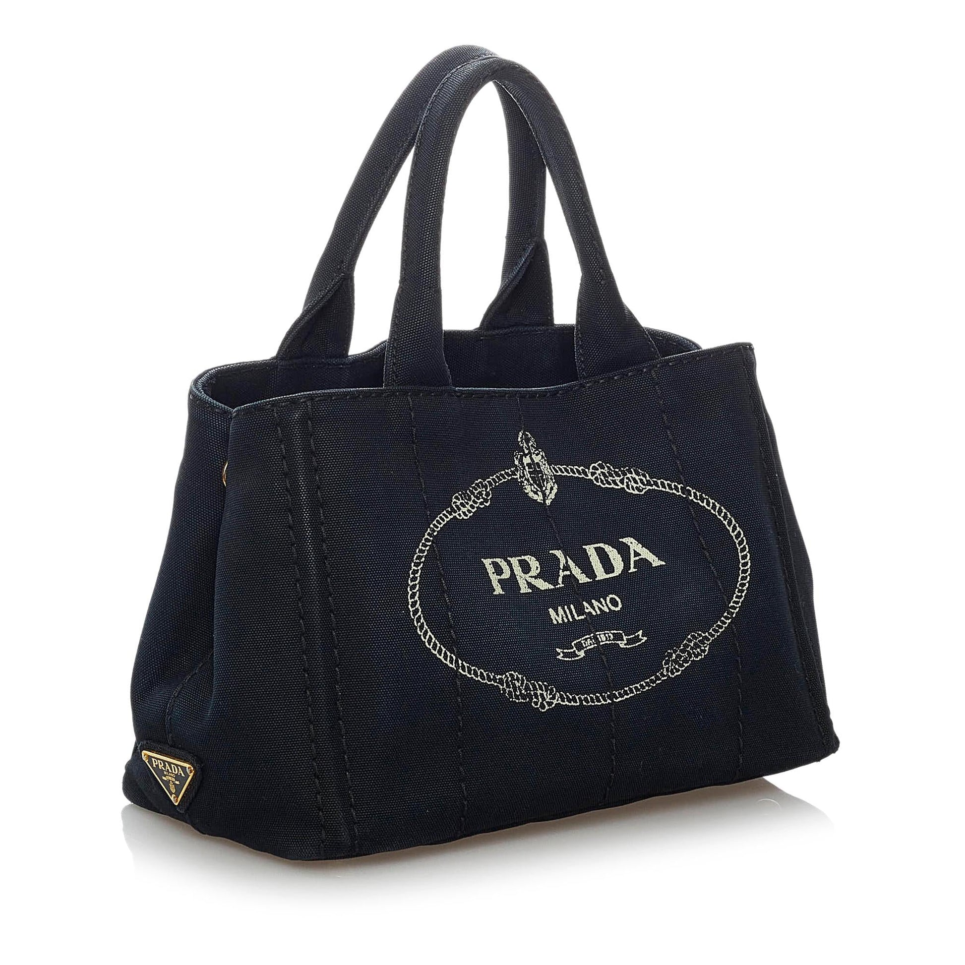 Prada Canapa Logo Denim Satchel (SHG-29950)