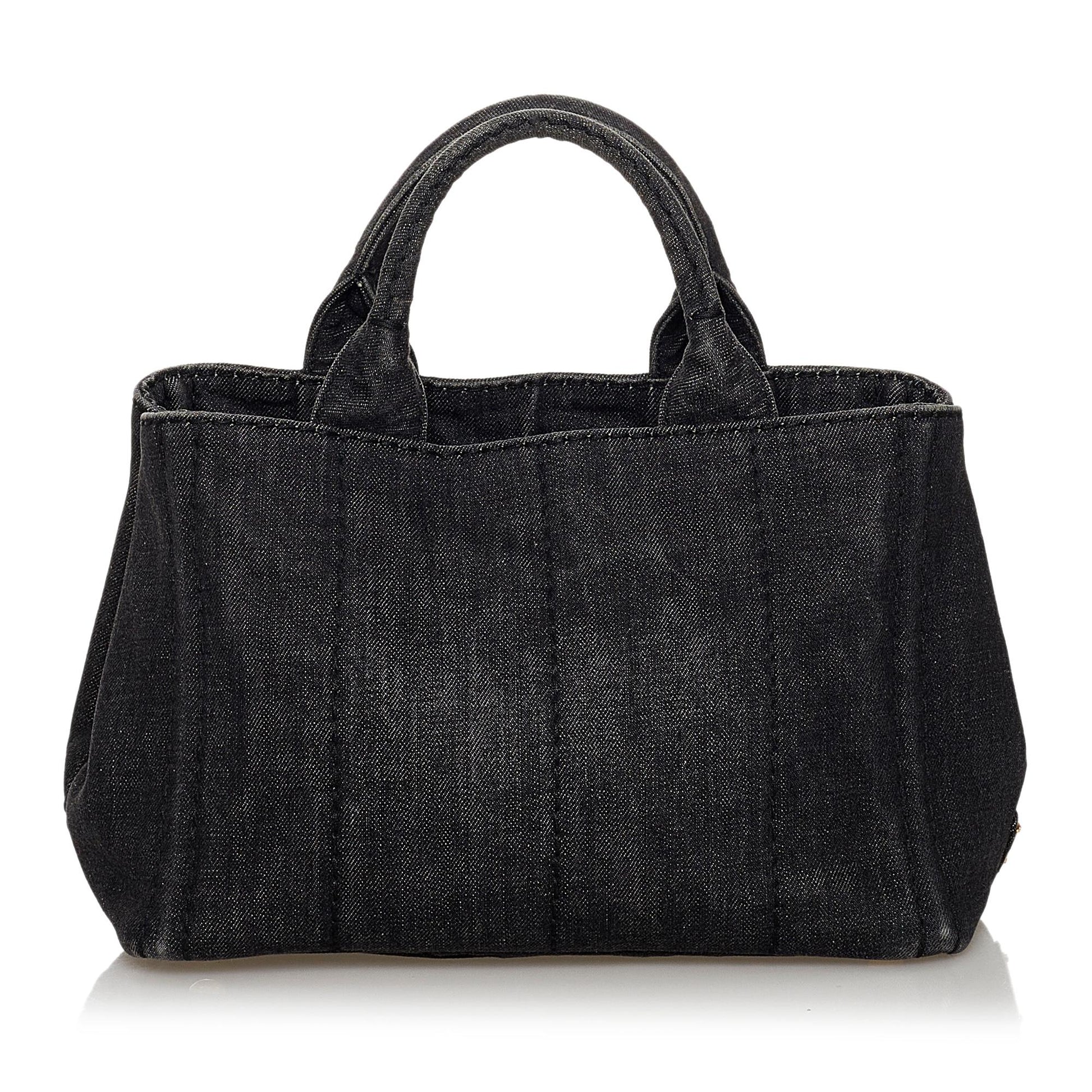 Prada Canapa Logo Denim Satchel (SHG-30089)