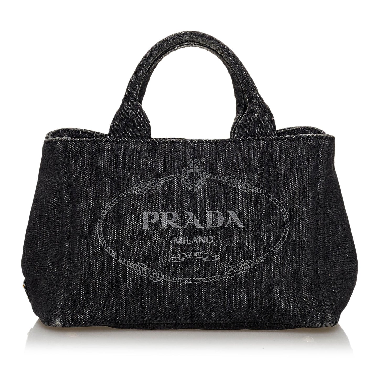 Prada Canapa Logo Denim Satchel (SHG-30089)
