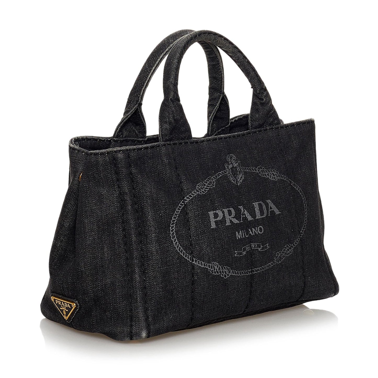 Prada Canapa Logo Denim Satchel (SHG-30089)