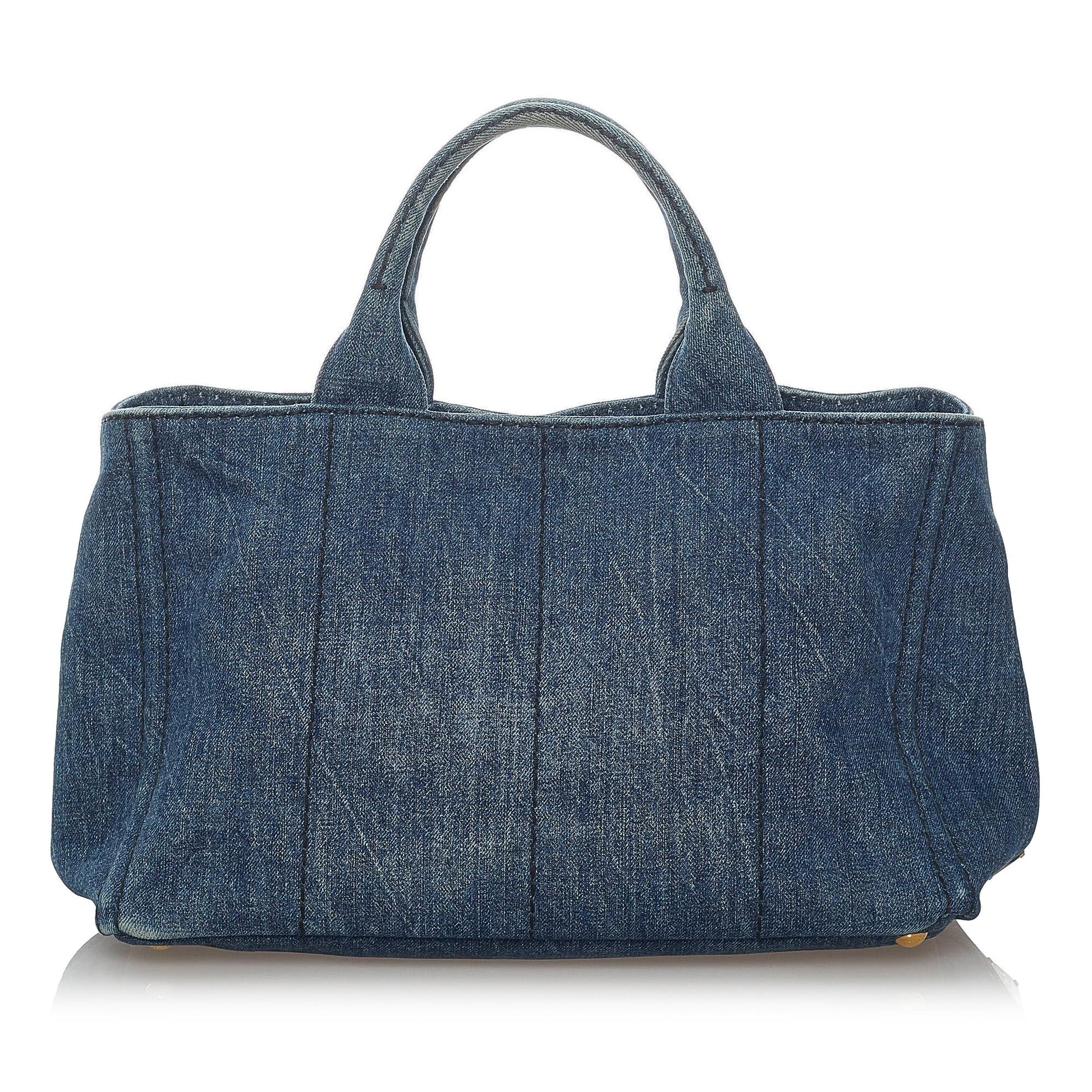 Prada Canapa Logo Denim Satchel (SHG-30503)