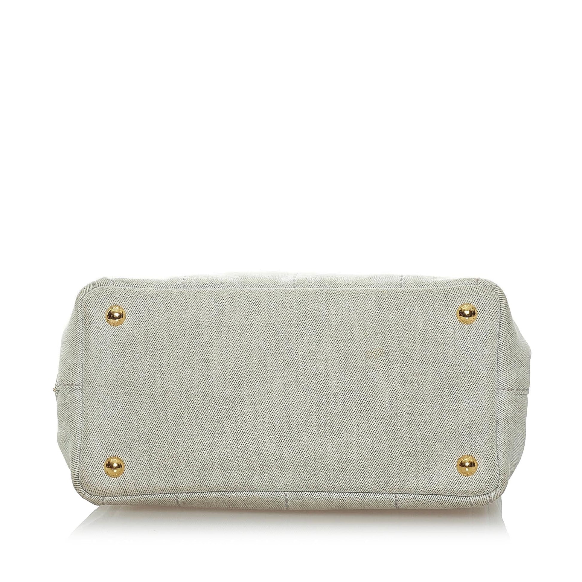 Prada Canapa Logo Denim Satchel (SHG-32767)