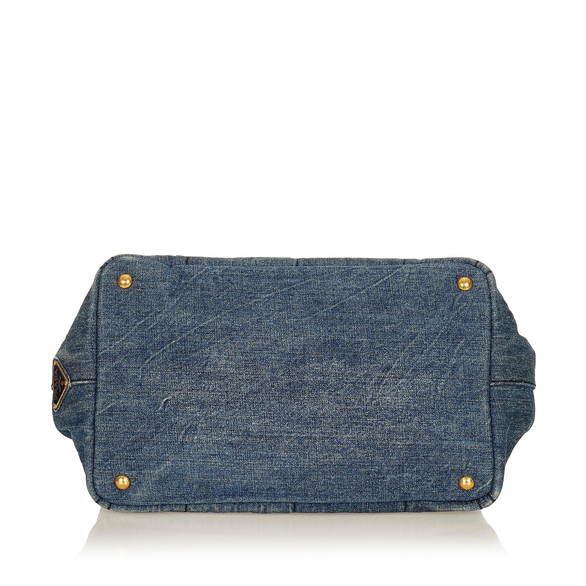 Prada Canapa Logo Denim Tote Bag (SHG-27049)