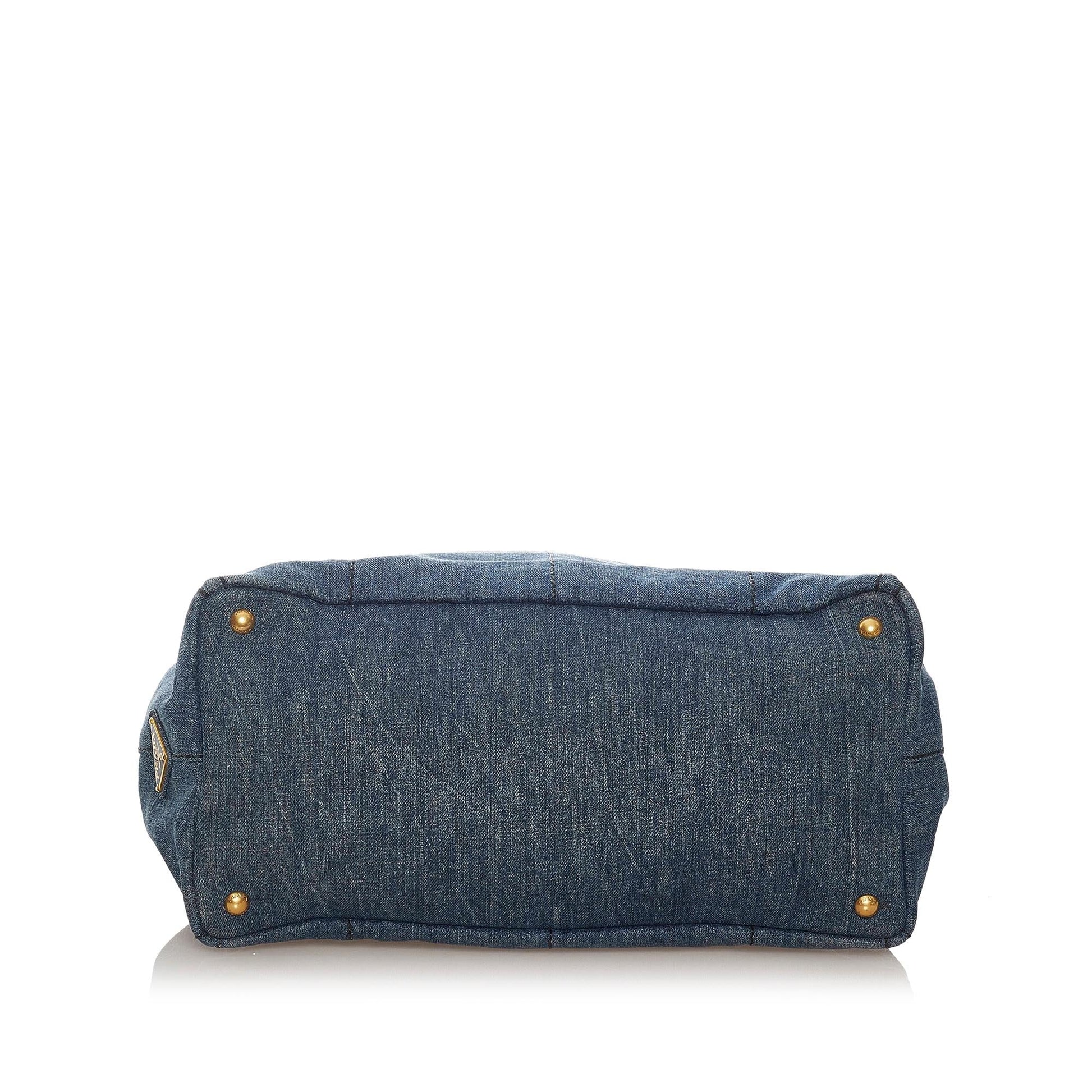 Prada Canapa Logo Denim Tote Bag (SHG-27693)