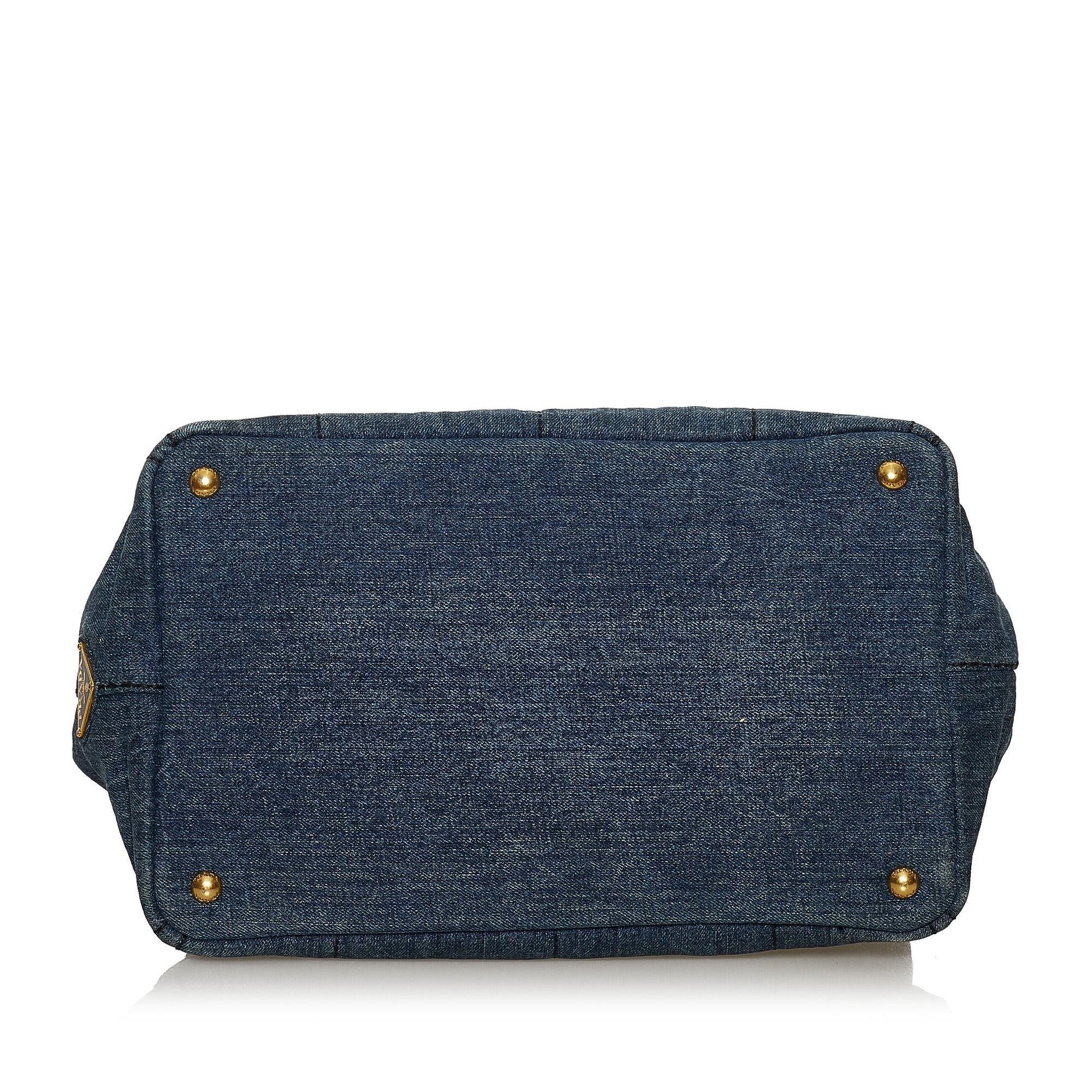 Prada Canapa Logo Denim Tote Bag (SHG-29654)