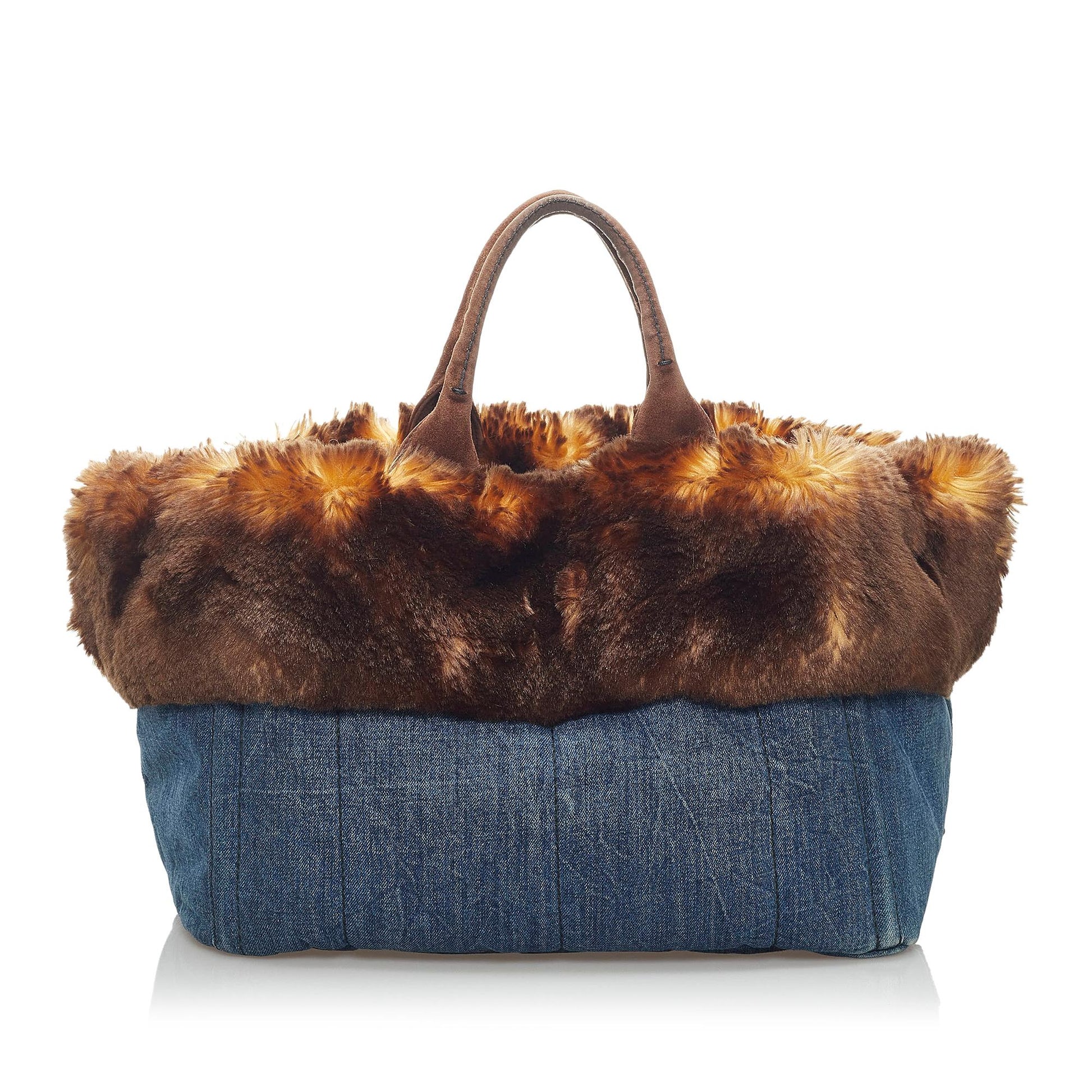 Prada Canapa Logo Denim Tote Bag (SHG-34089)