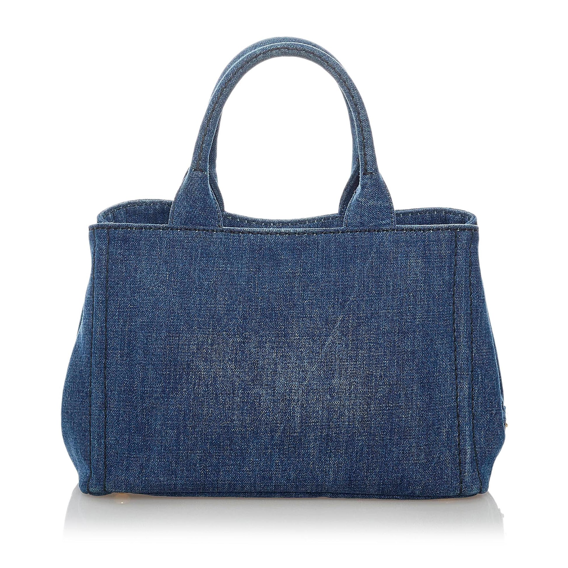 Prada Canapa Logo Denim Tote (SHG-30696)