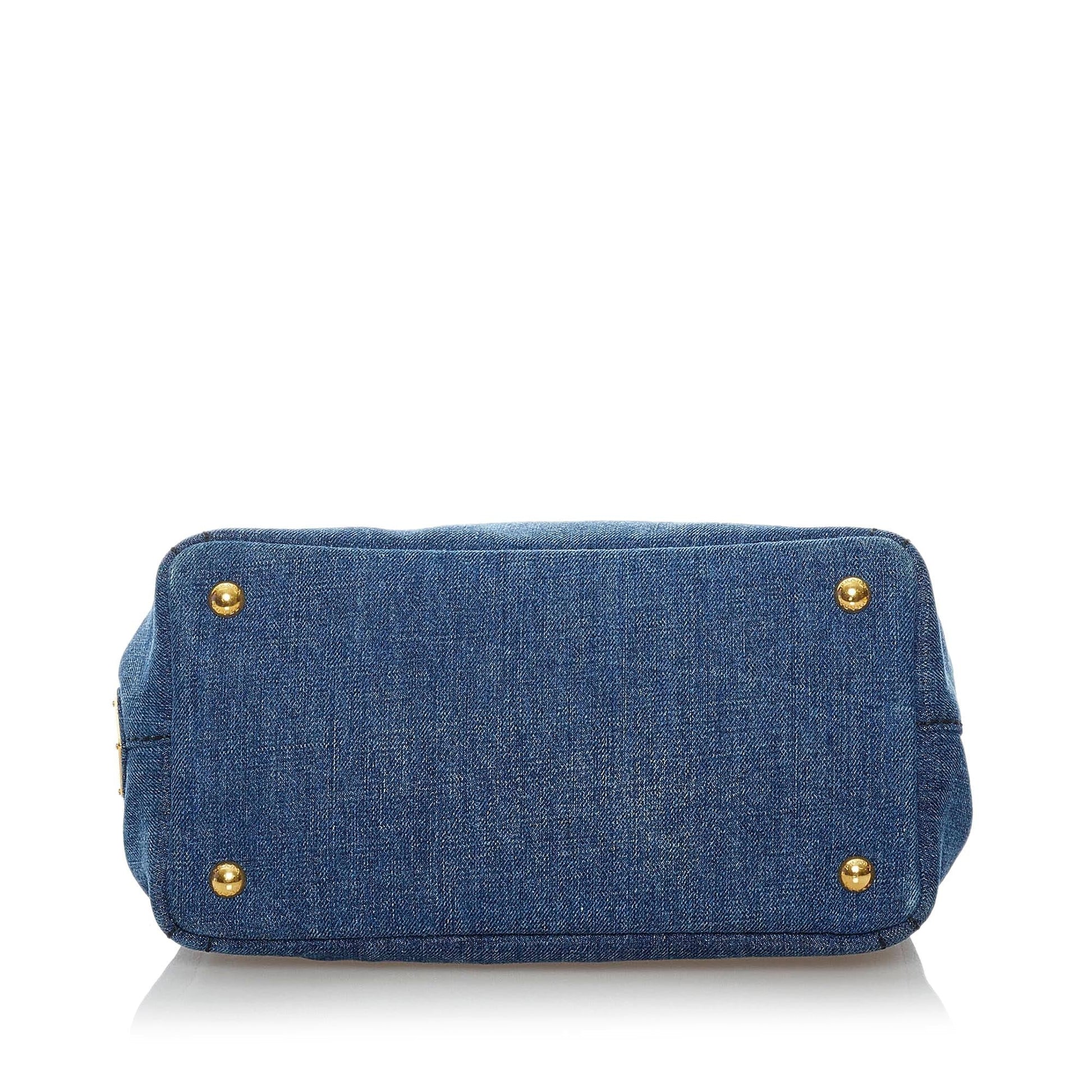 Prada Canapa Logo Denim Tote (SHG-30696)