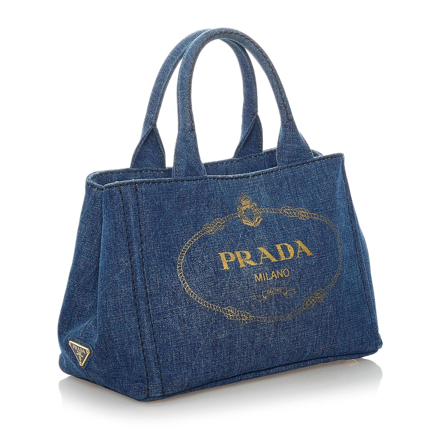 Prada Canapa Logo Denim Tote (SHG-30696)