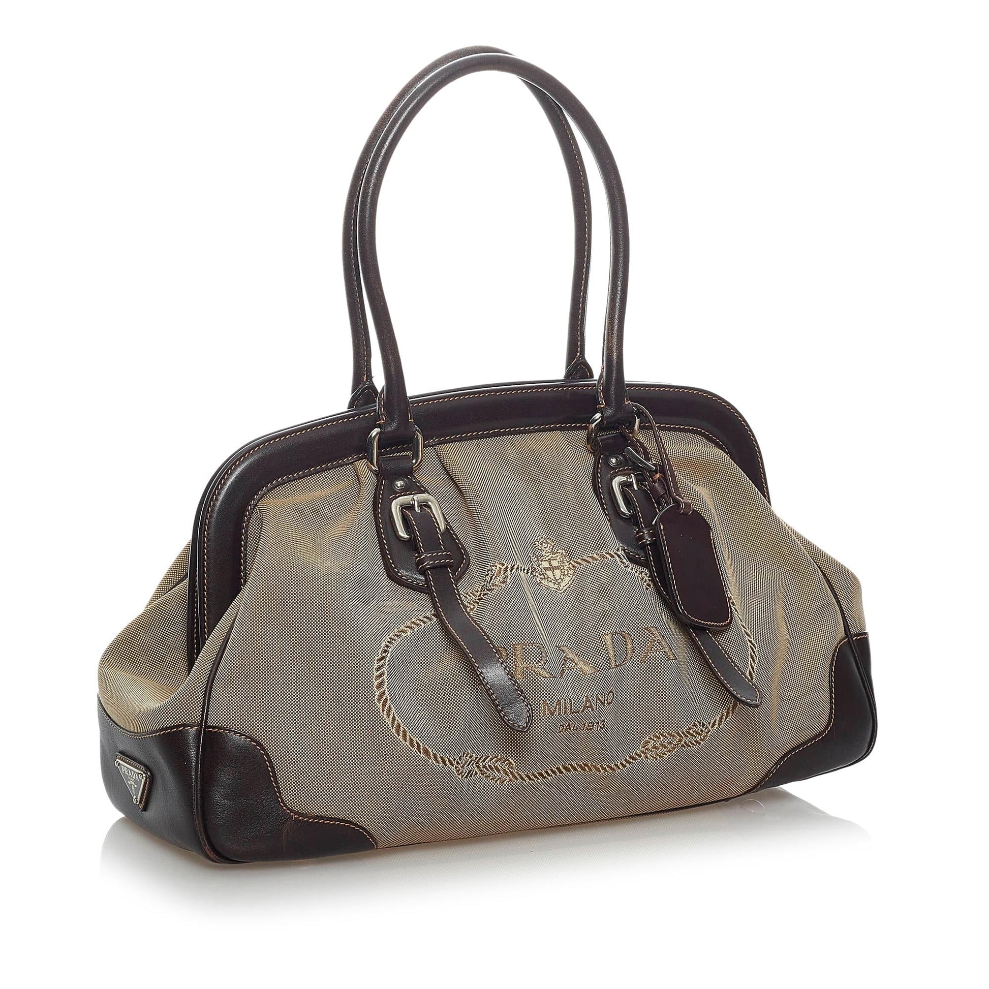 Prada Canapa Logo Frame Handbag (SHG-29755)