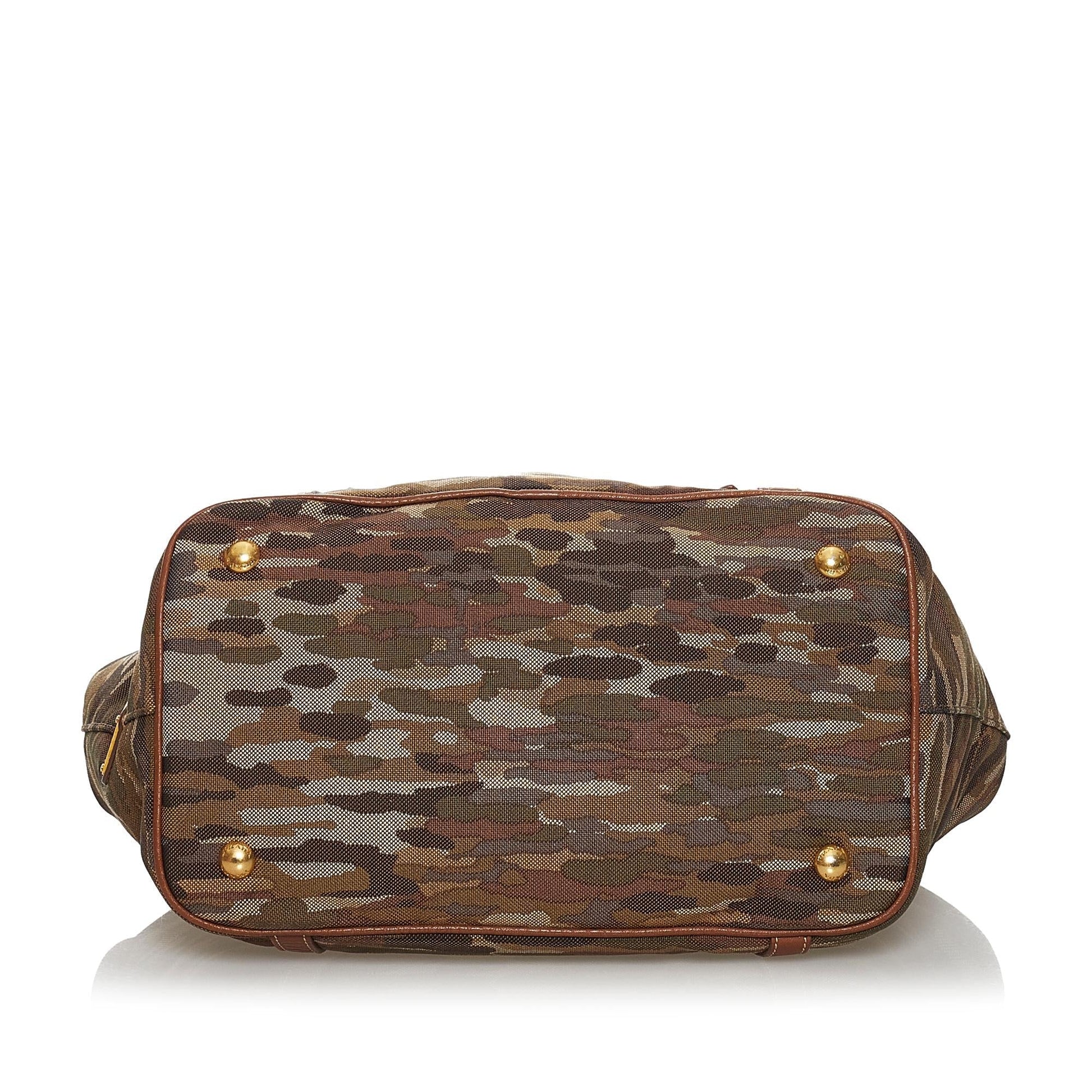 Prada Canapa Logo Printed Canvas Satchel (SHG-31274)
