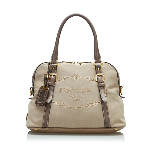 Prada Canapa Logo Satchel (SHG-na9faZ)