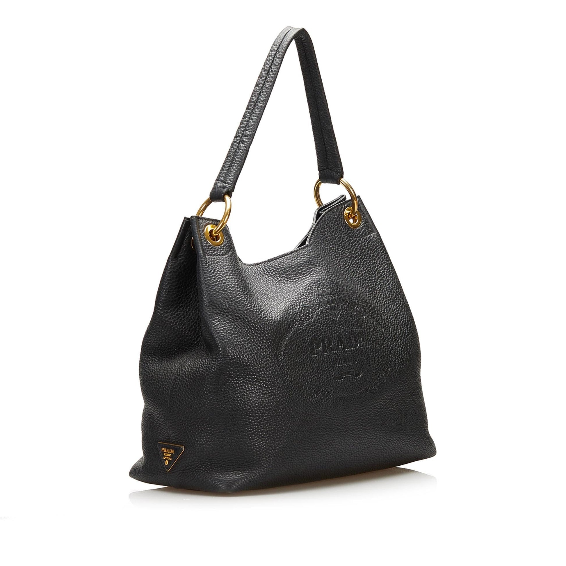 Prada Canapa Logo Vitello Phenix Shoulder Bag (SHG-35361)