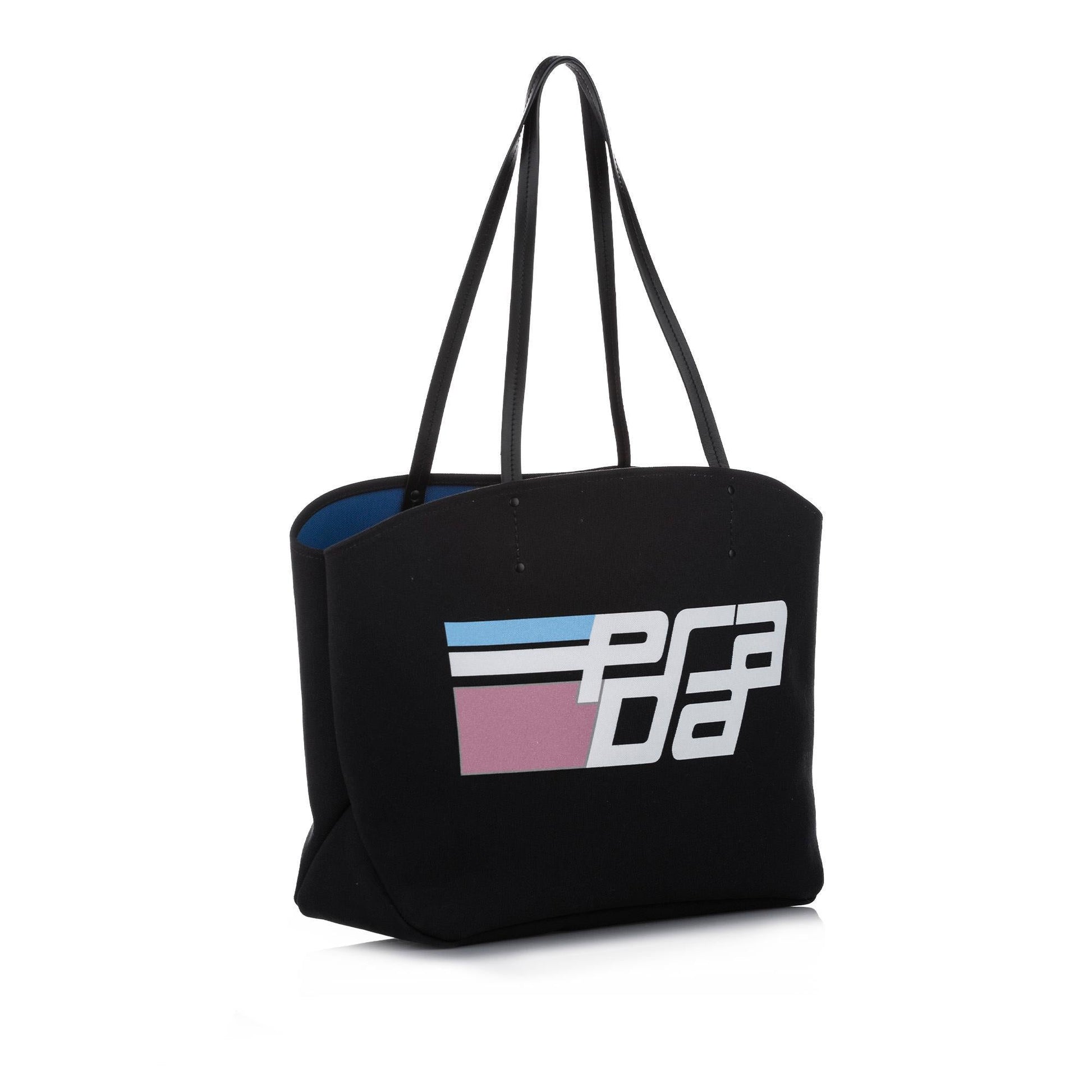 Prada Canapa Racing Logo Shopping Canvas Tote  
