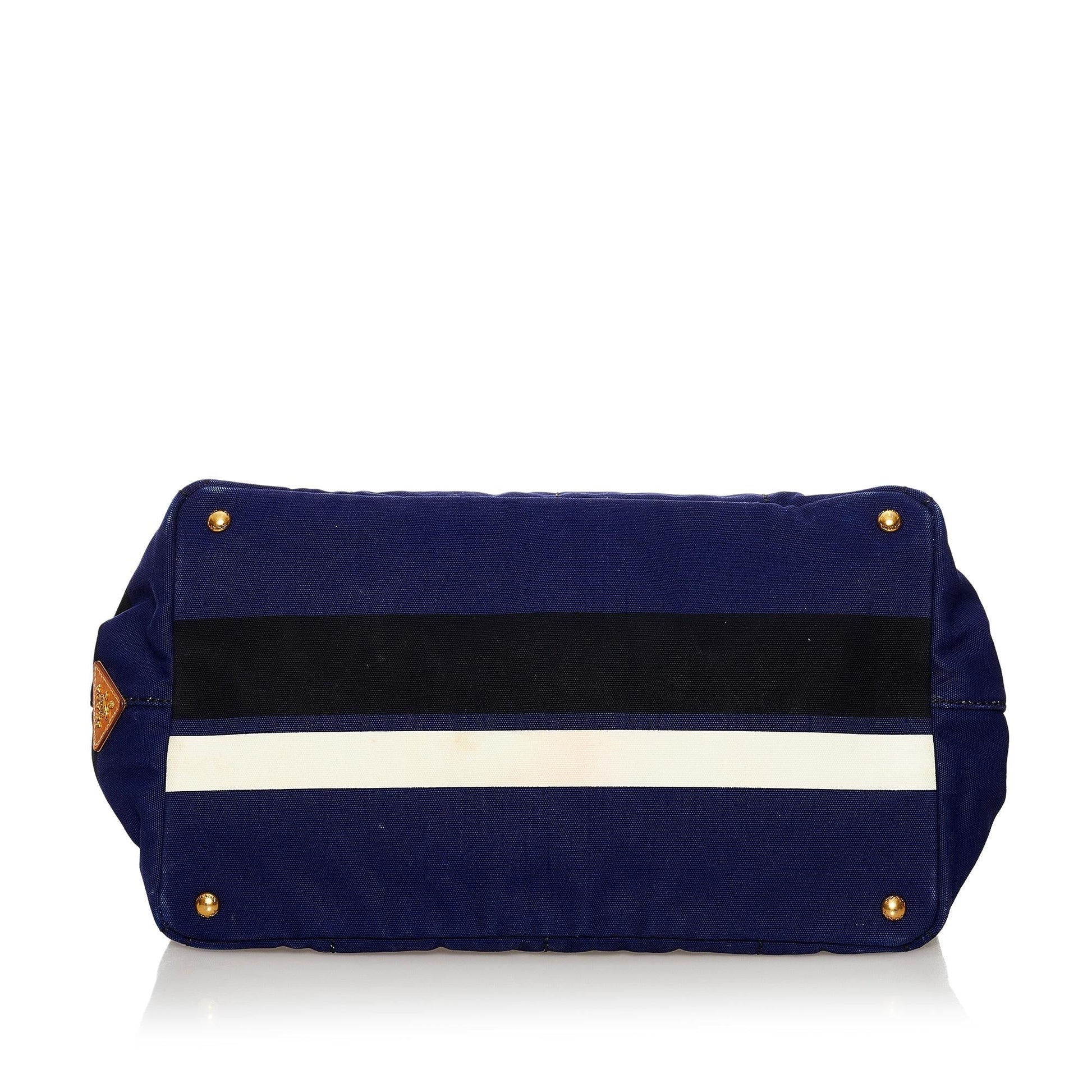 Prada Canapa Righe Canvas Handbag (SHG-37591)